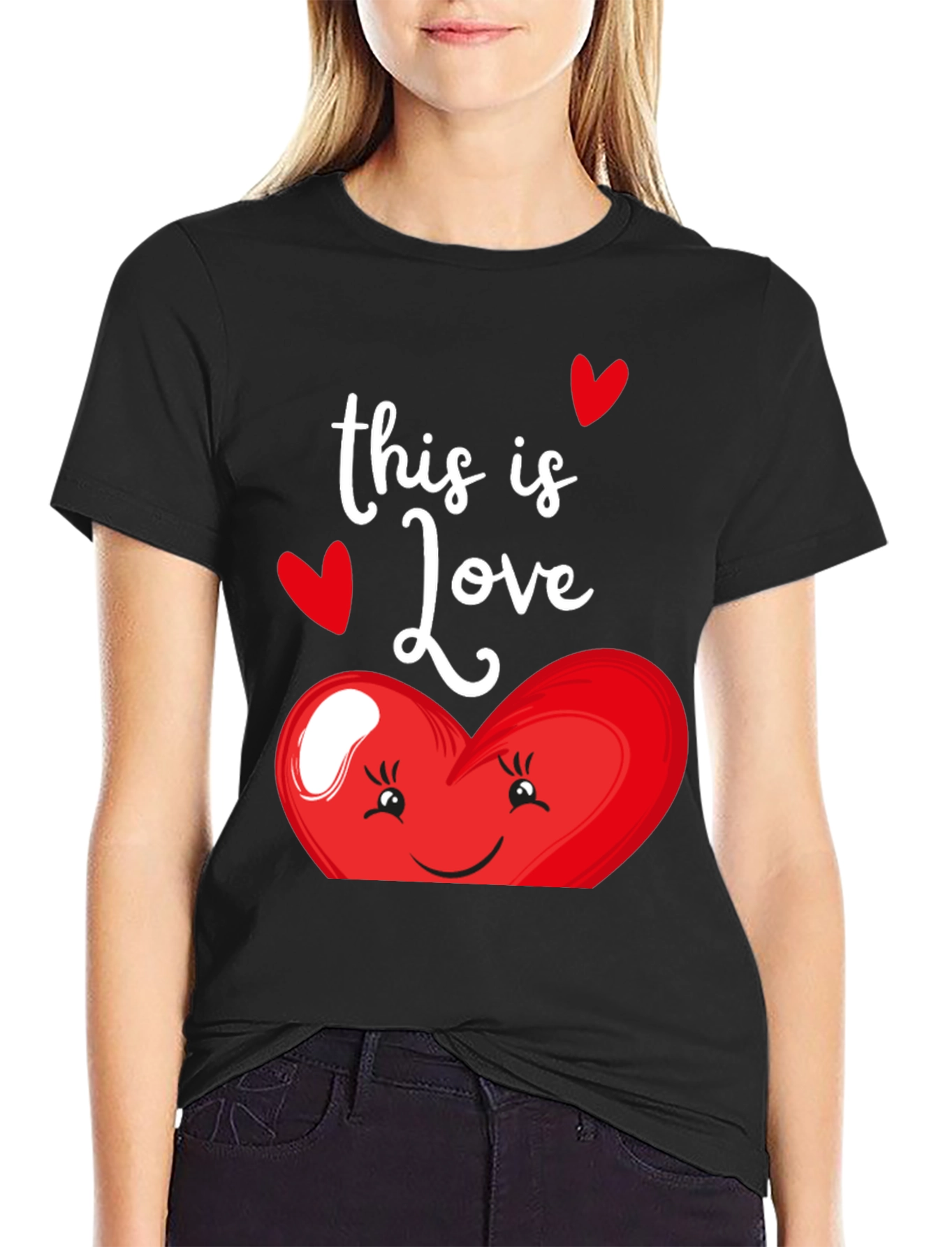 This Is Love Heart Graphic Black T-Shirt