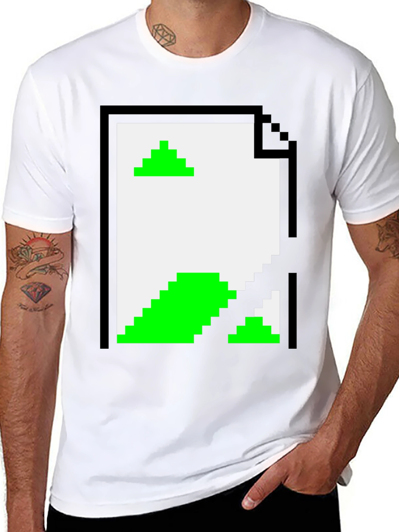 Retro Pixel Art T-Shirt - Black File Design