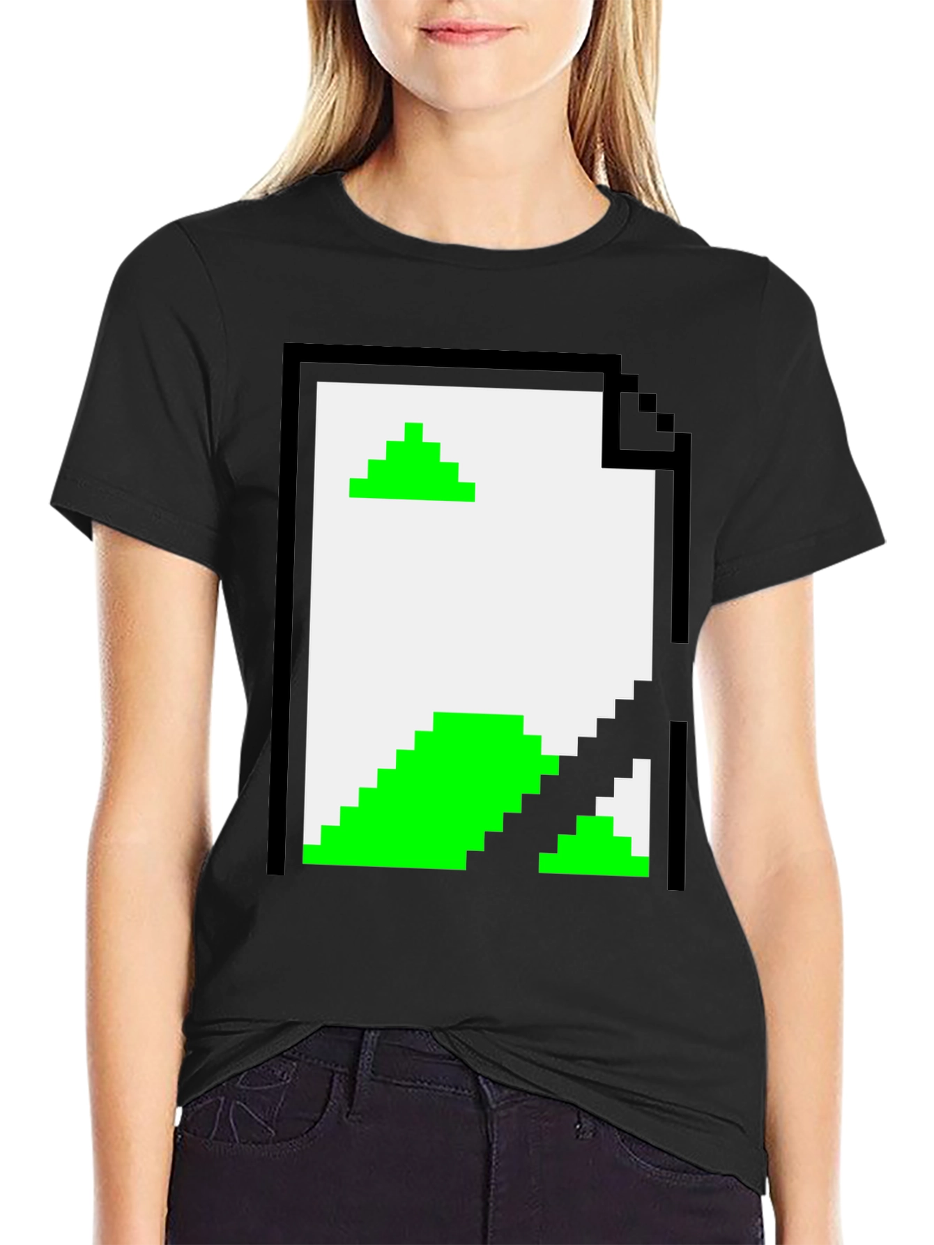Retro Pixel Art T-Shirt - Black File Design
