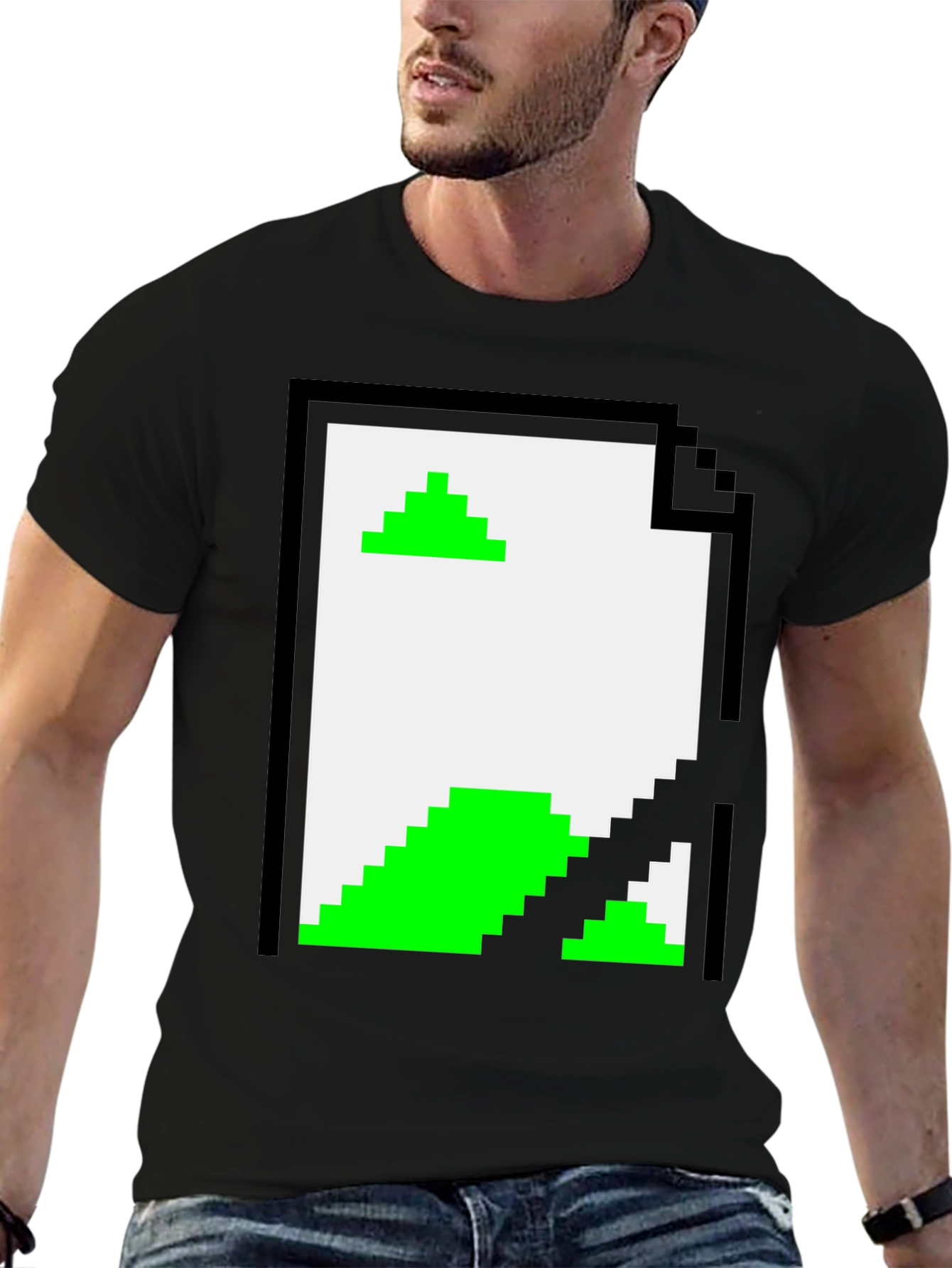 Retro Pixel Art T-Shirt - Black File Design