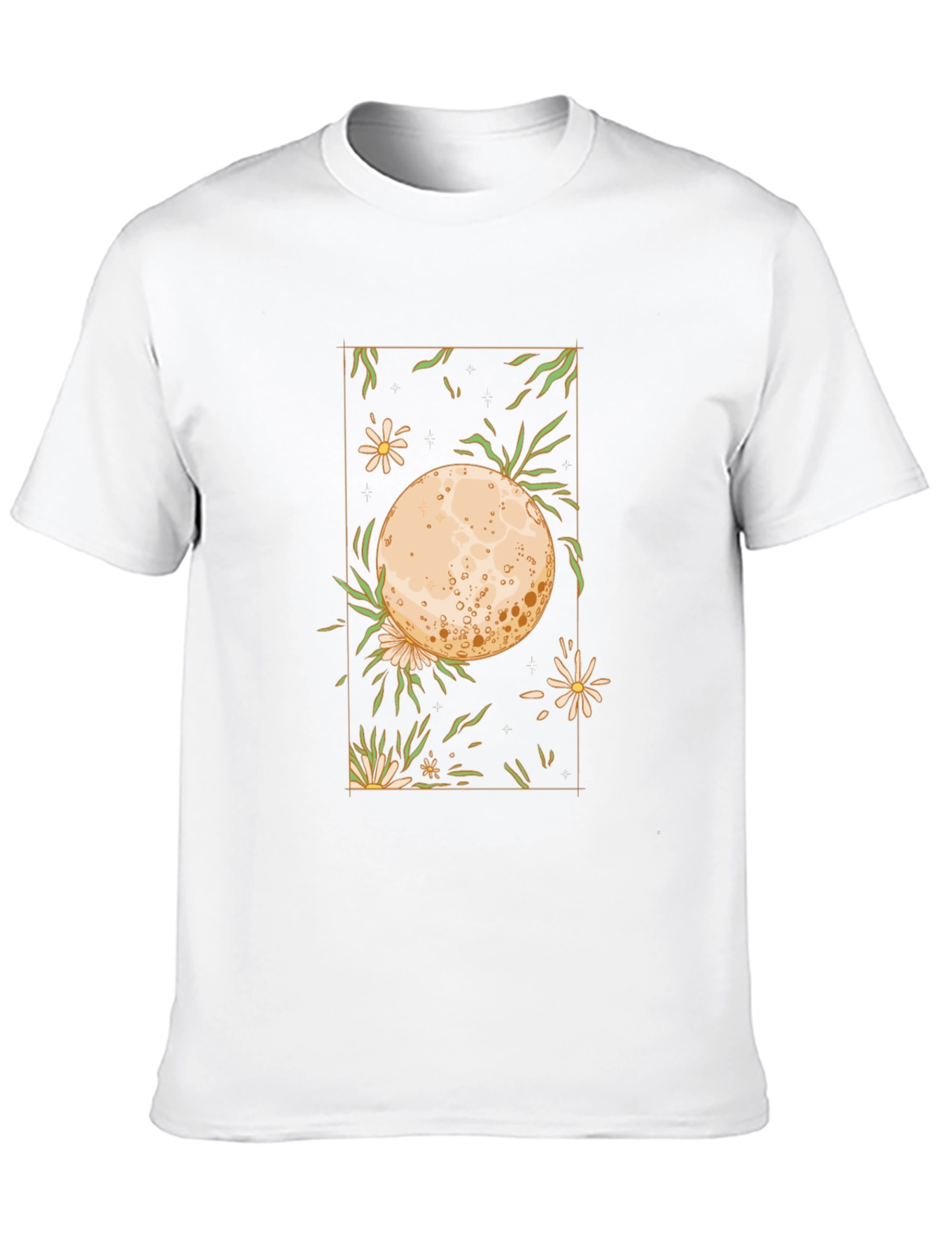 Floral Moon Graphic T-Shirt - Black