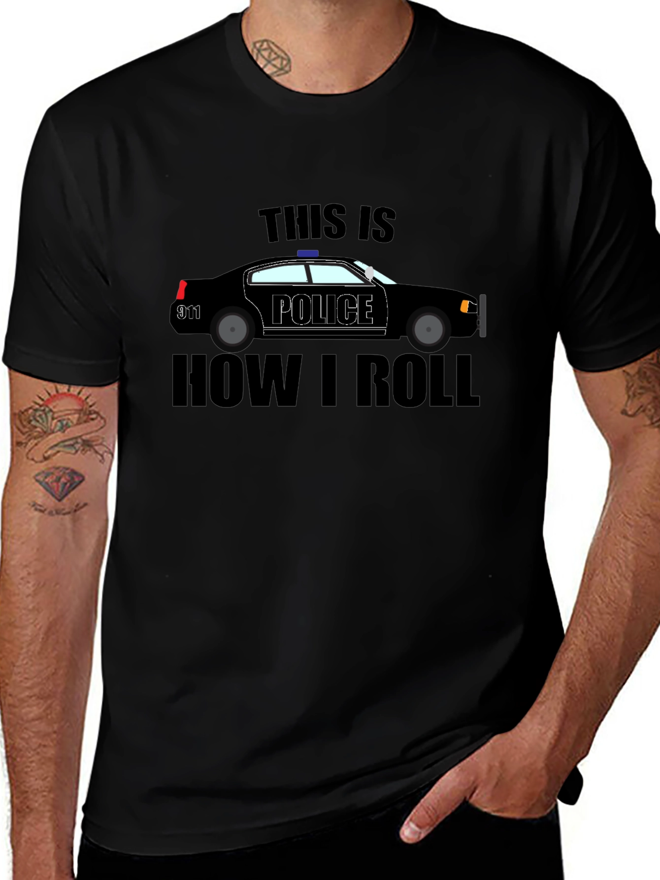 Police Car T-Shirt - How I Roll Black Tee