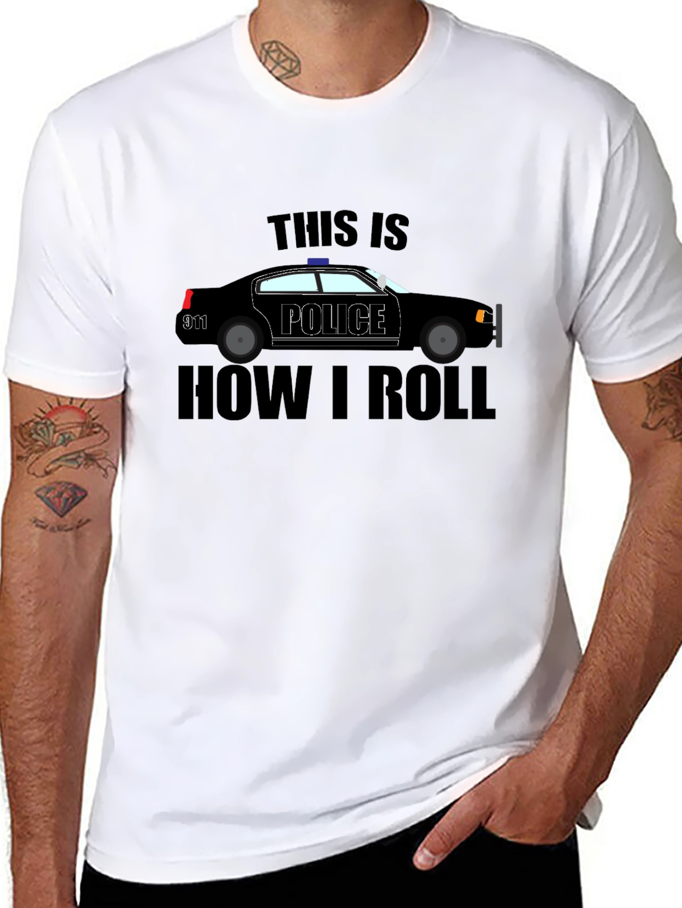 Police Car T-Shirt - How I Roll Black Tee