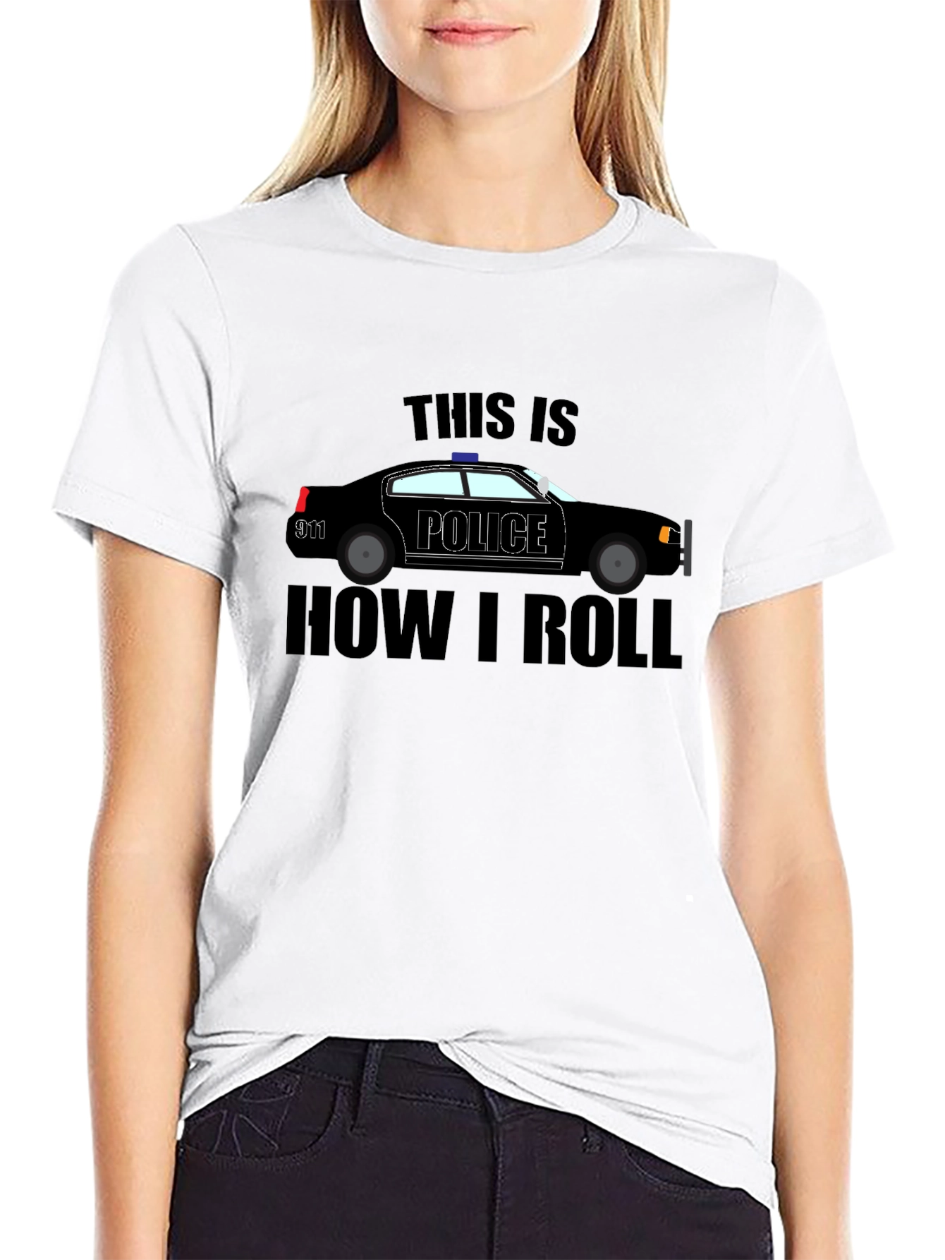 Police Car T-Shirt - How I Roll Black Tee