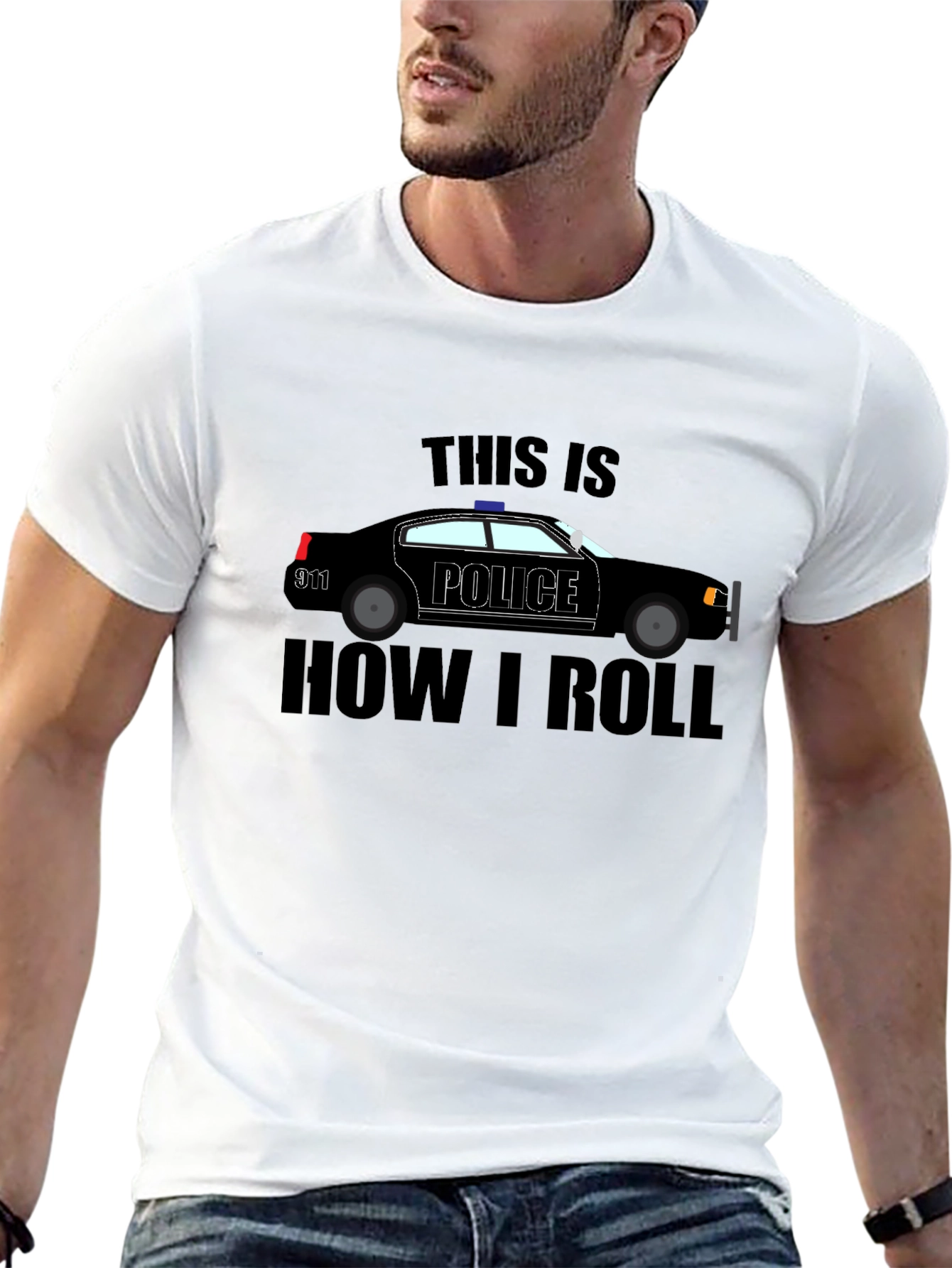 Police Car T-Shirt - How I Roll Black Tee