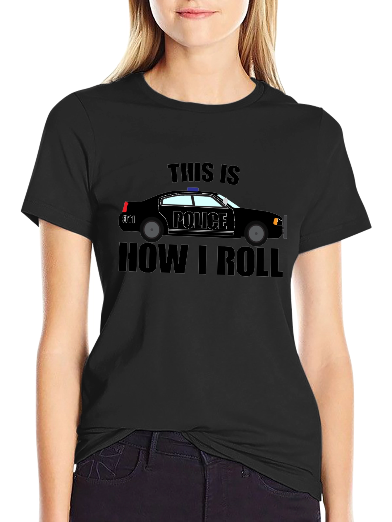 Police Car T-Shirt - How I Roll Black Tee