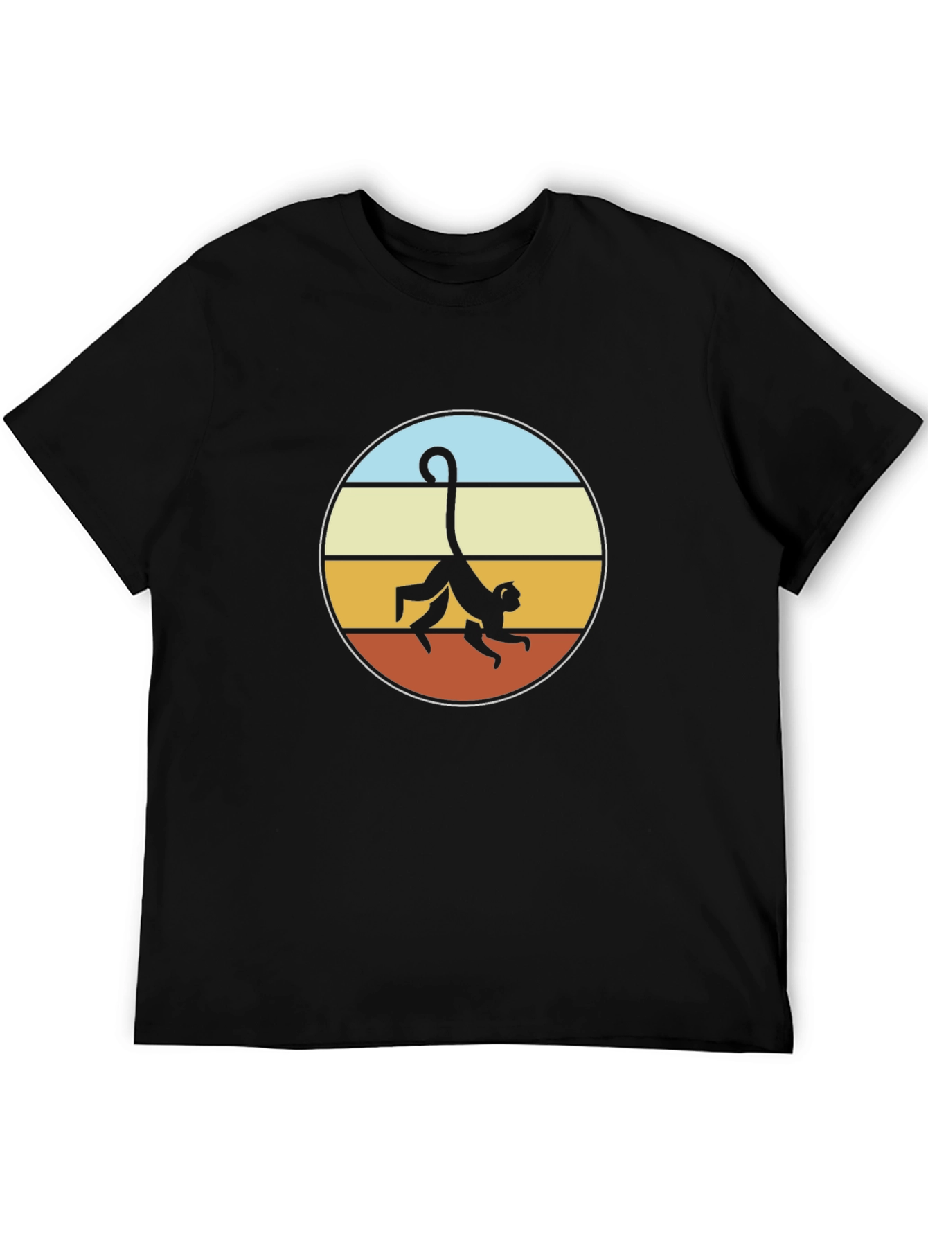 Retro Monkey Graphic Tee - Black Cotton T-Shirt
