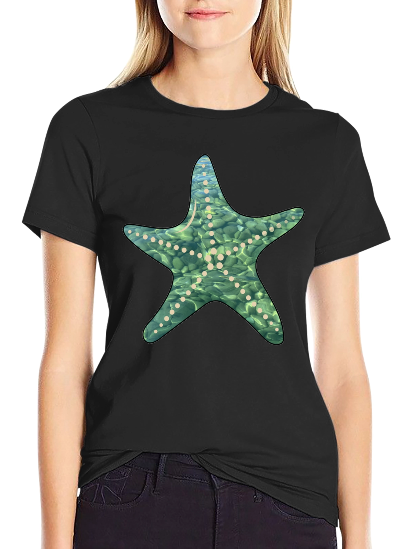 Starfish Graphic Black T-Shirt