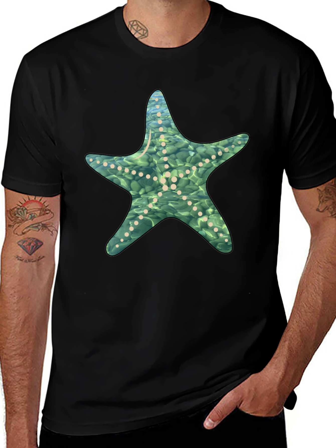 Starfish Graphic Black T-Shirt