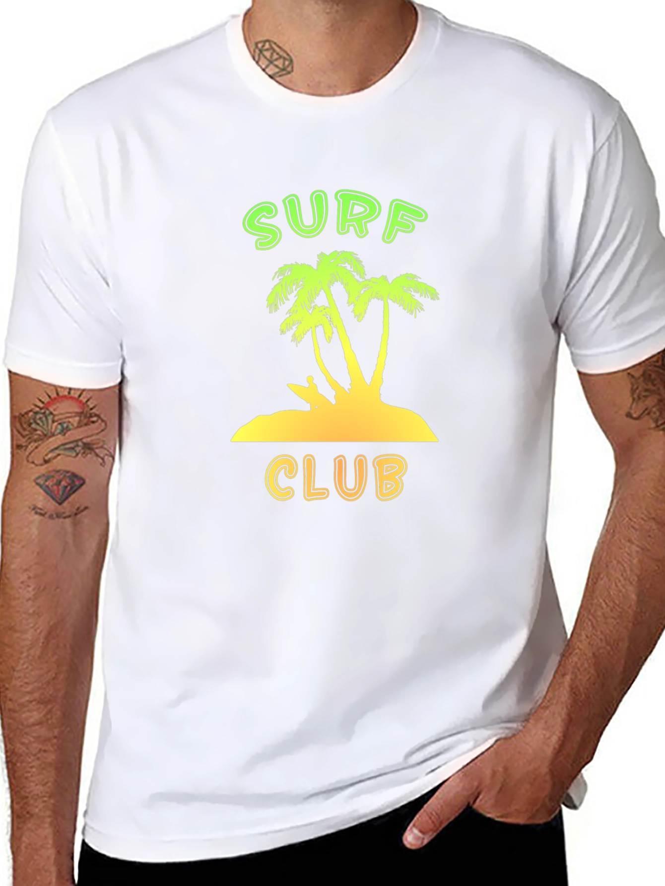 Surf Club Graphic Tee - Black Cotton T-Shirt