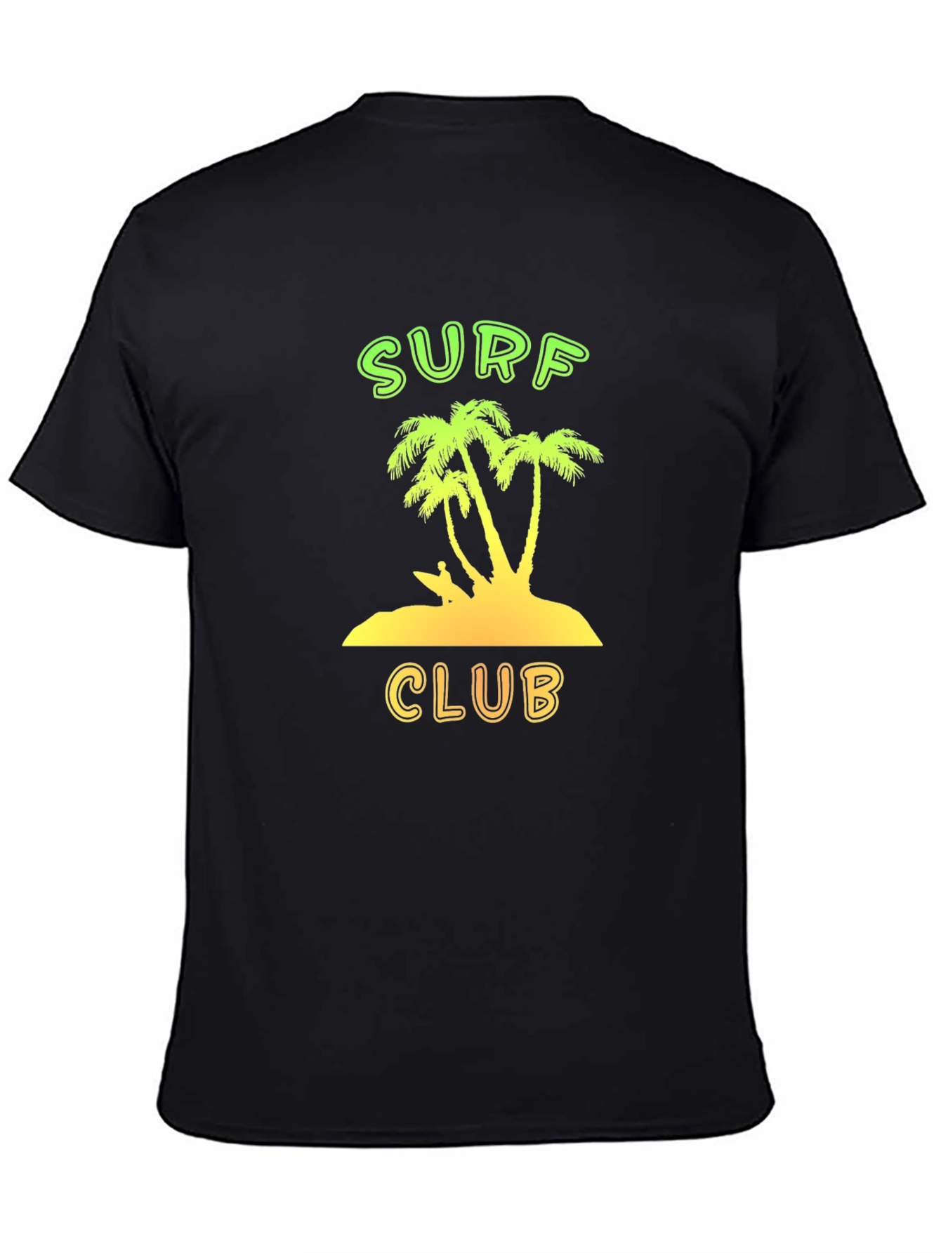 Surf Club Graphic Tee - Black Cotton T-Shirt