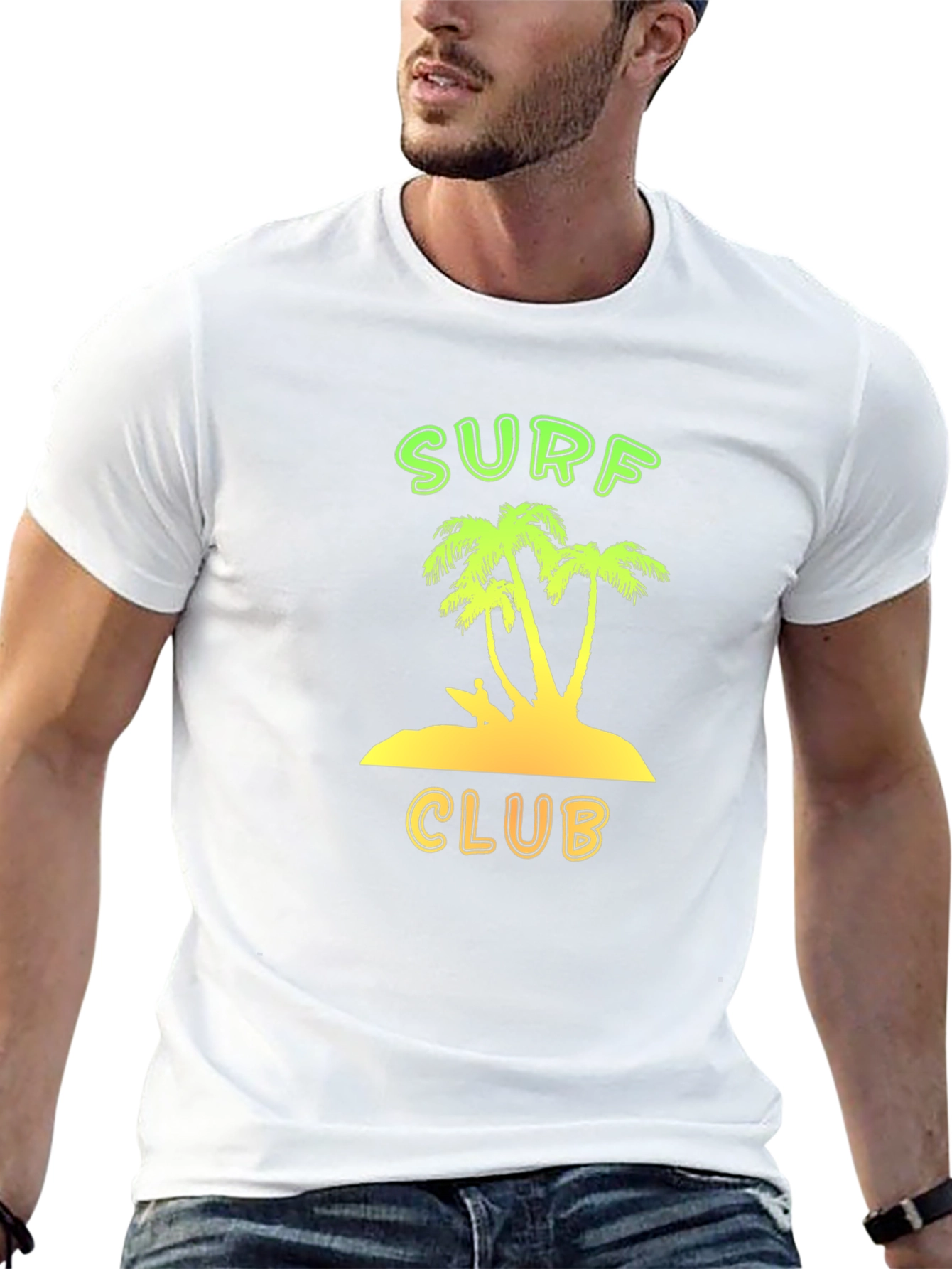 Surf Club Graphic Tee - Black Cotton T-Shirt