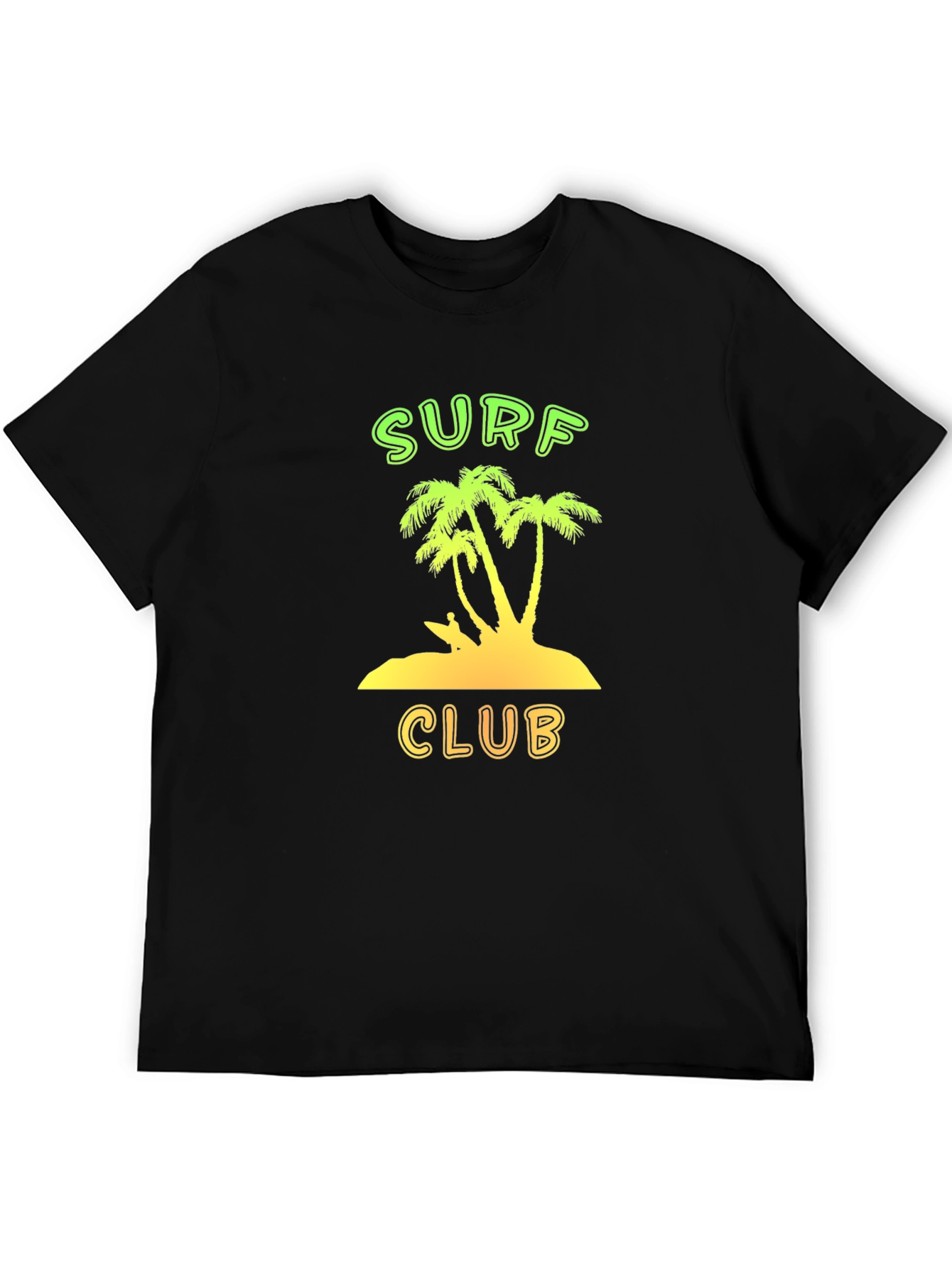 Surf Club Graphic Tee - Black Cotton T-Shirt