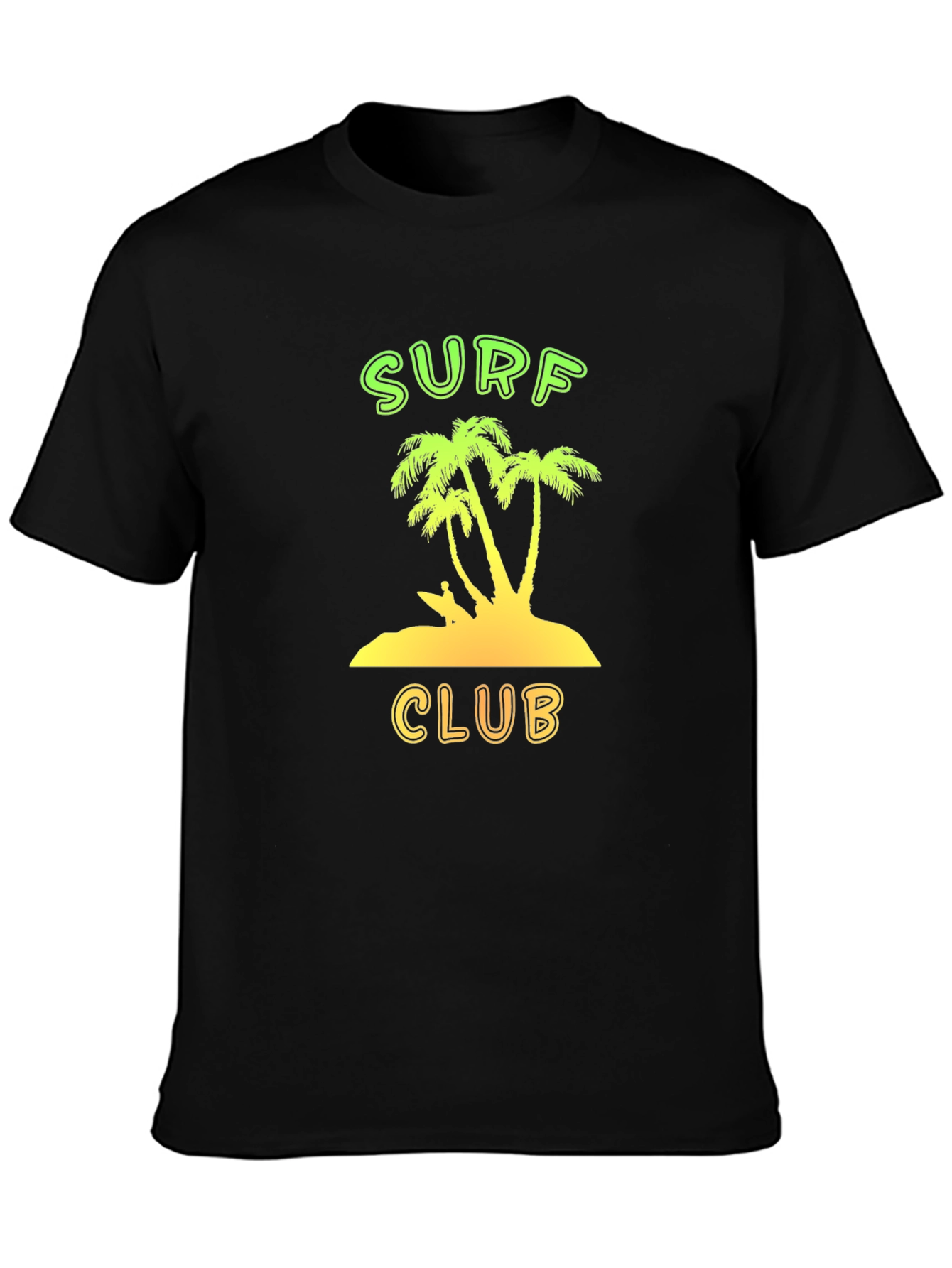 Surf Club Graphic Tee - Black Cotton T-Shirt
