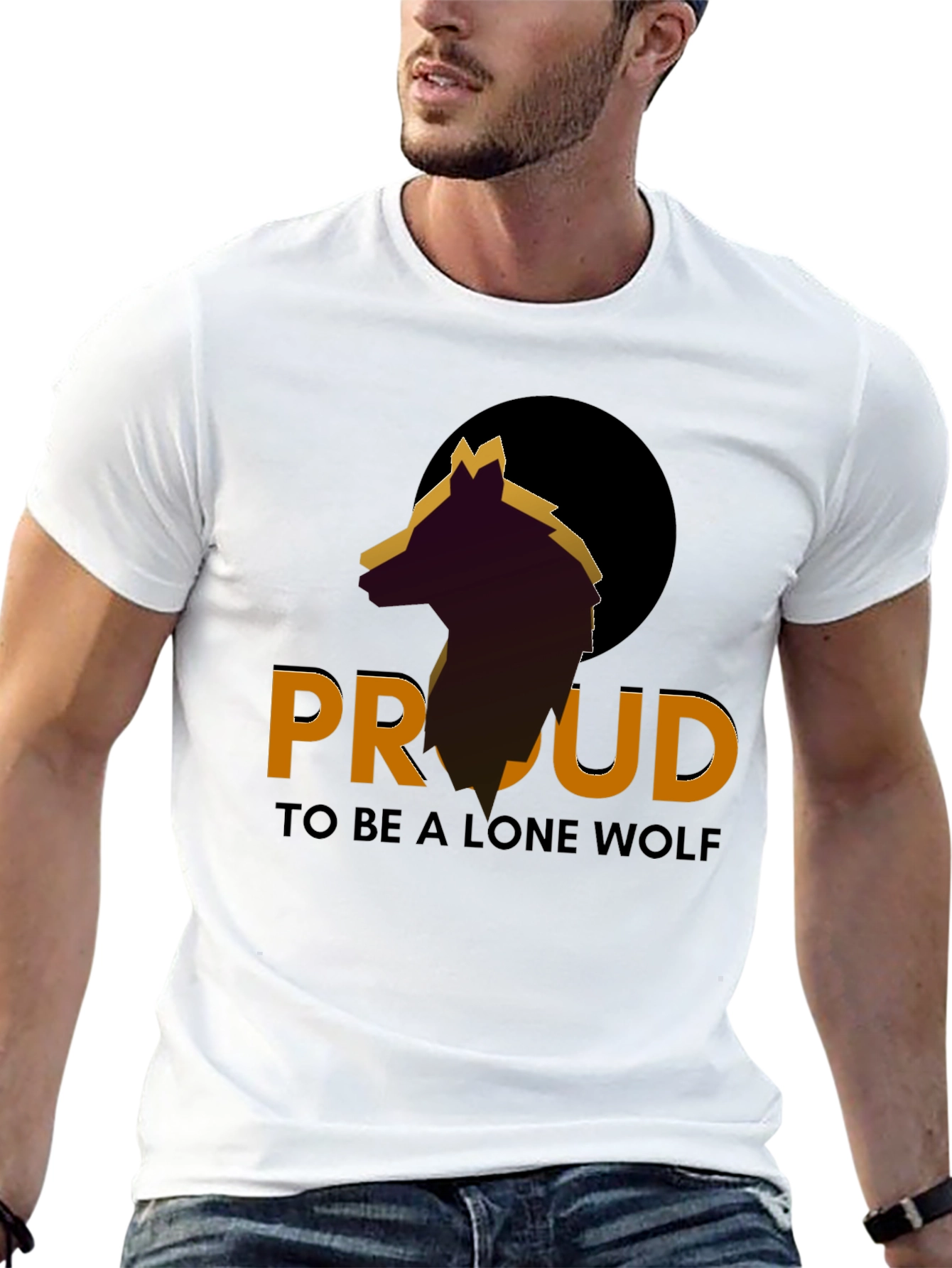 Proud Lone Wolf Graphic Tee - Stylish Mens T-Shirt