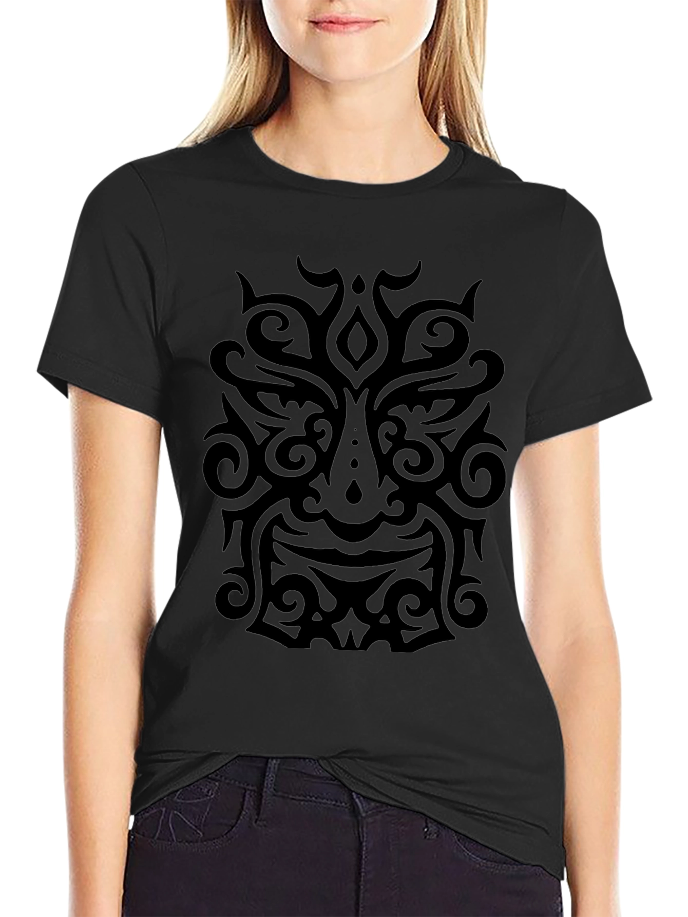 Tribal Mask Graphic Black T-Shirt