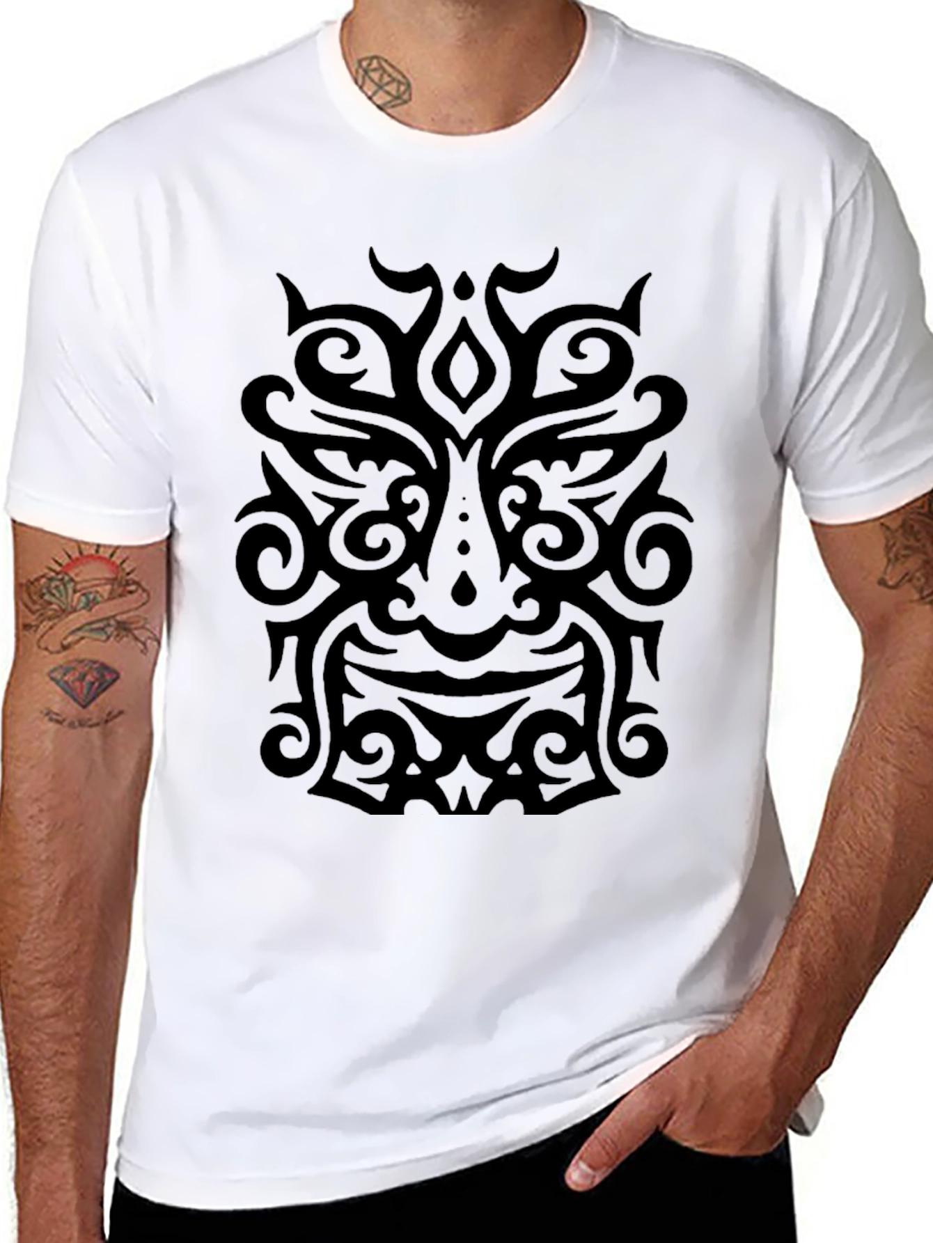 Tribal Mask Graphic Black T-Shirt