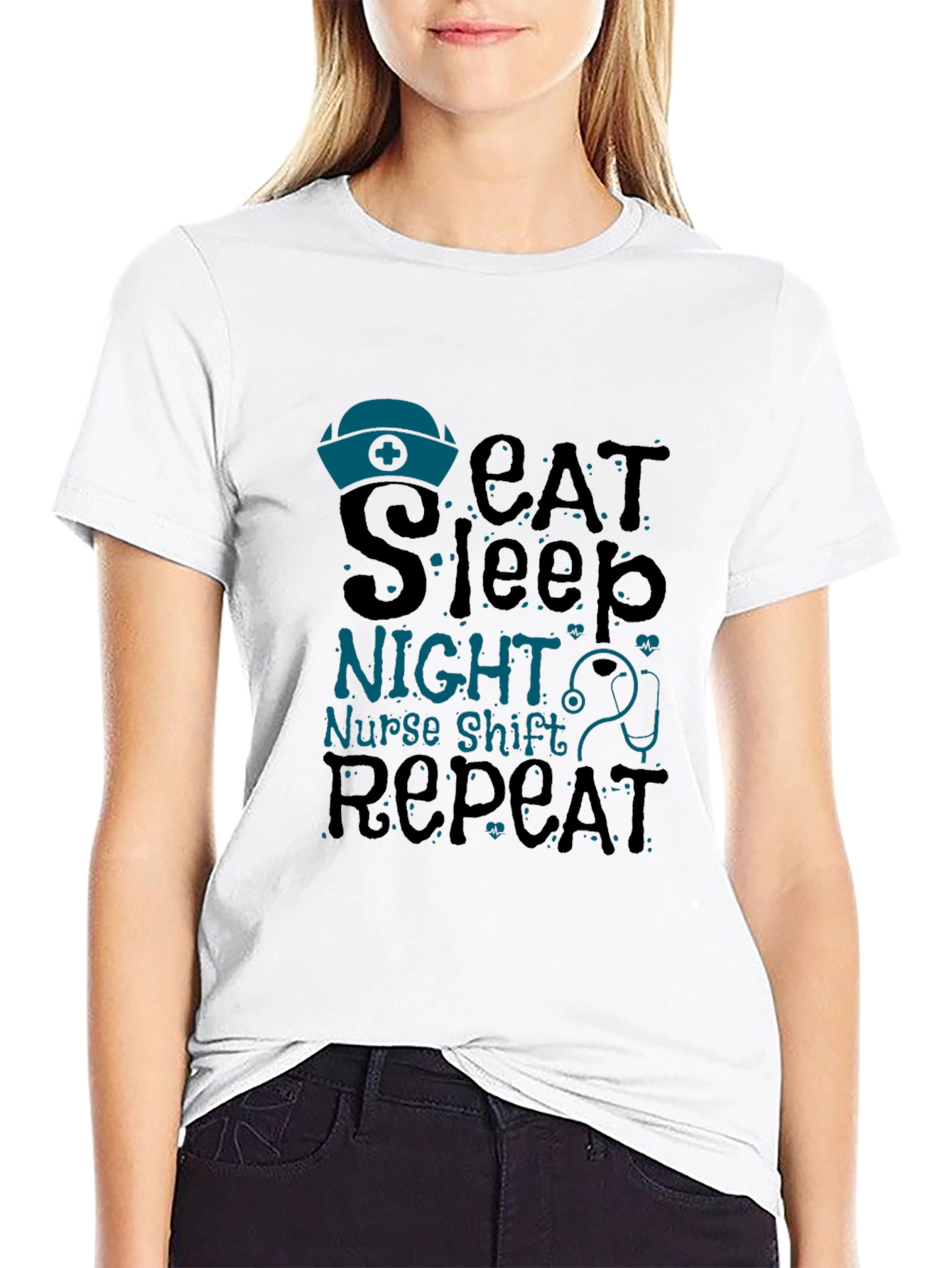 Nurse Night Shift T-Shirt - Eat Sleep Repeat