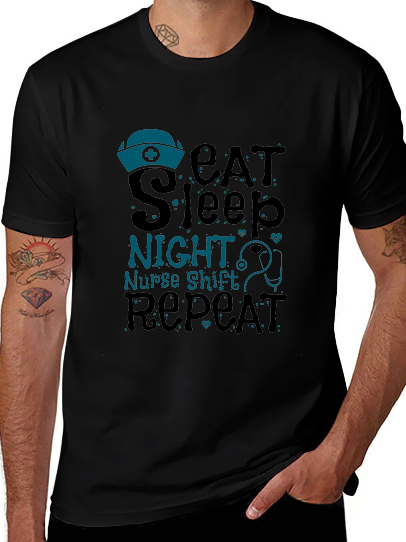 Nurse Night Shift T-Shirt - Eat Sleep Repeat