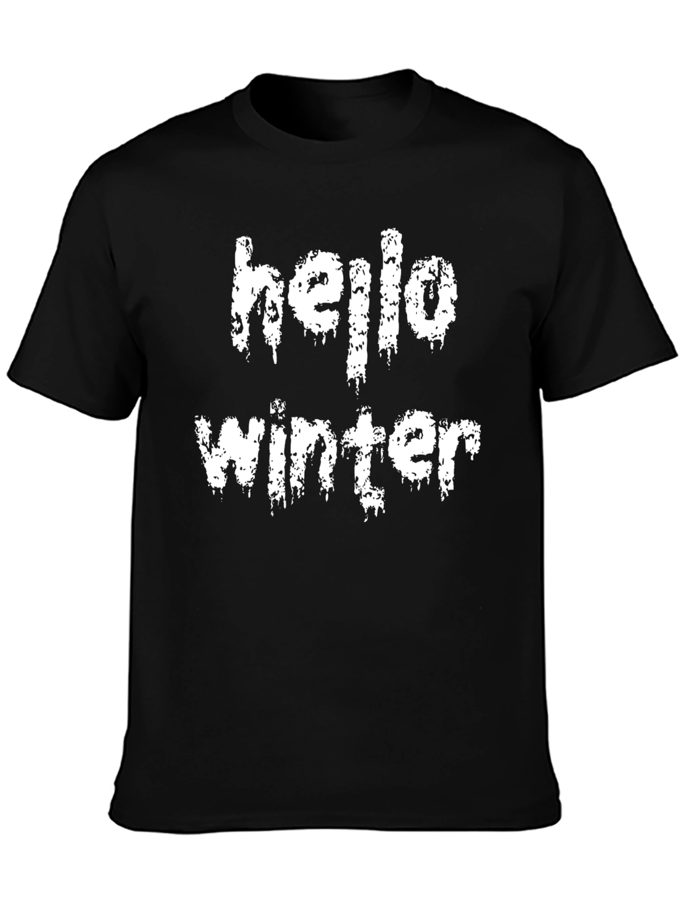 Hello Winter Graphic Tee - Black Cotton Blend T-Shirt