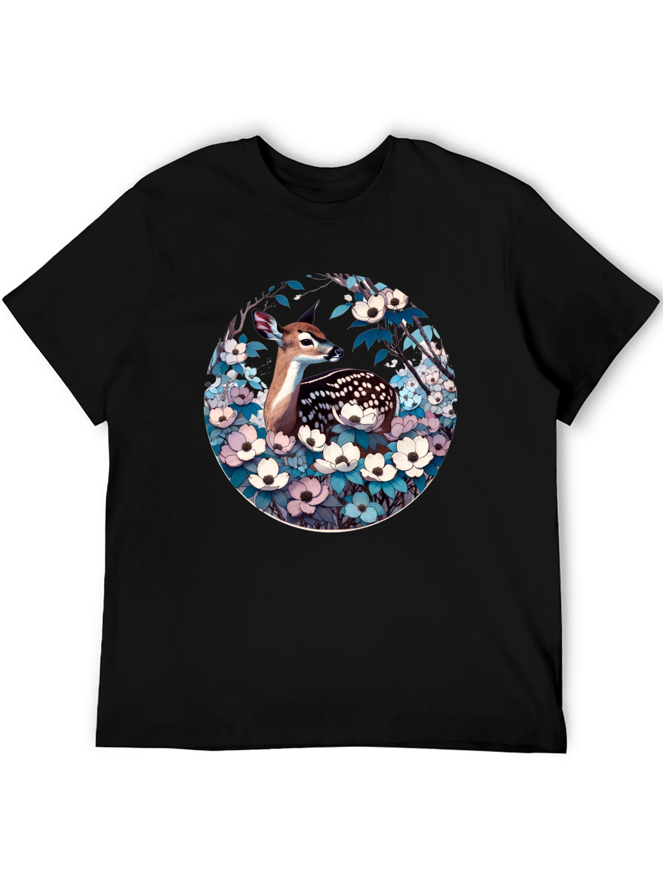 Deer and Floral Design Tee