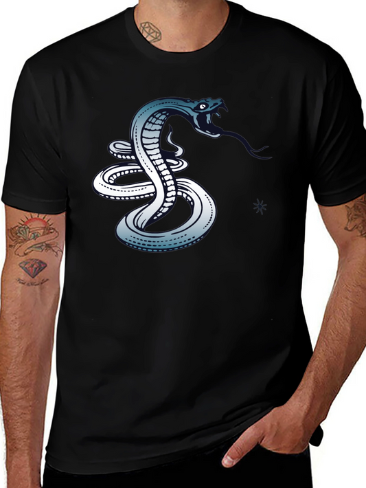 Mens Black Snake Graphic T-Shirt