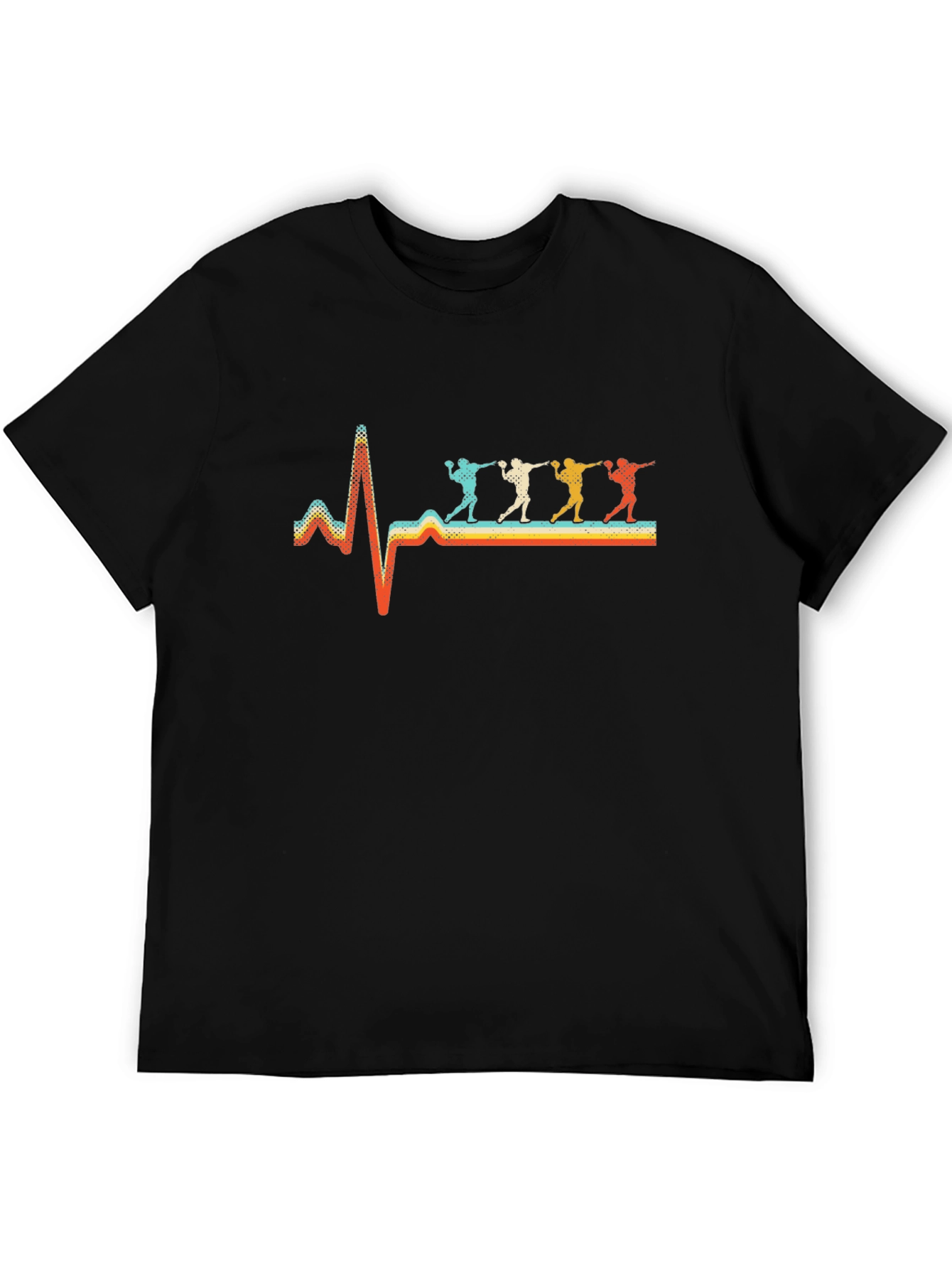 Retro Heartbeat Throwing Sport Black T-Shirt