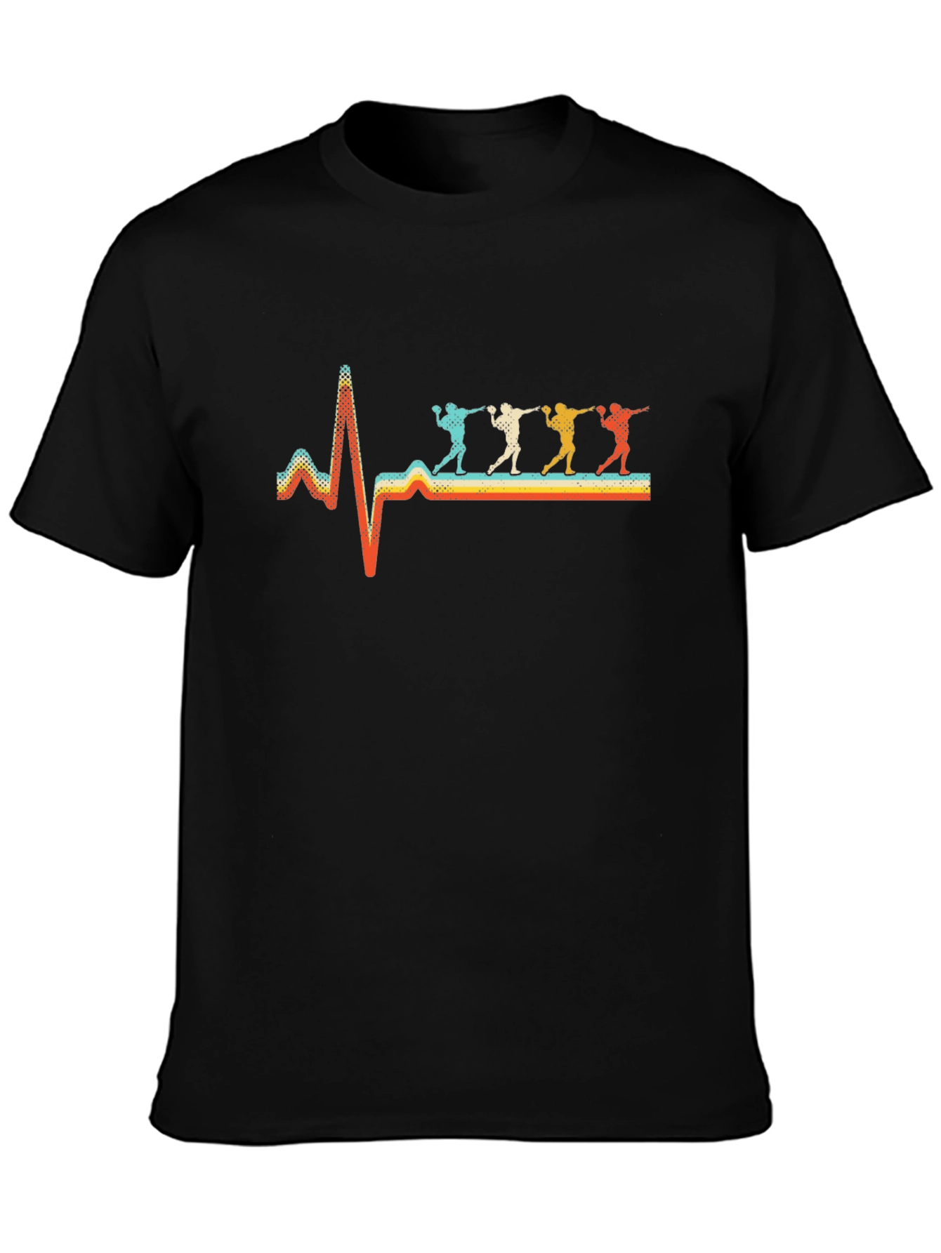 Retro Heartbeat Throwing Sport Black T-Shirt