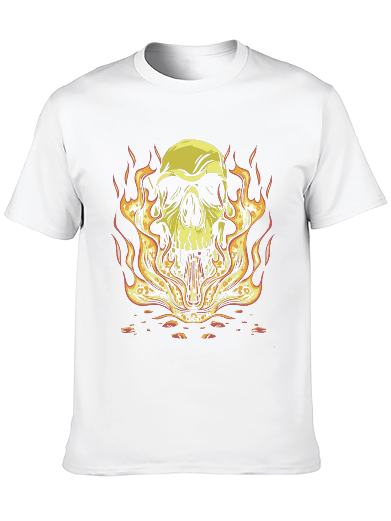 Skull on Fire Graphic Tee - Bold Black T-Shirt