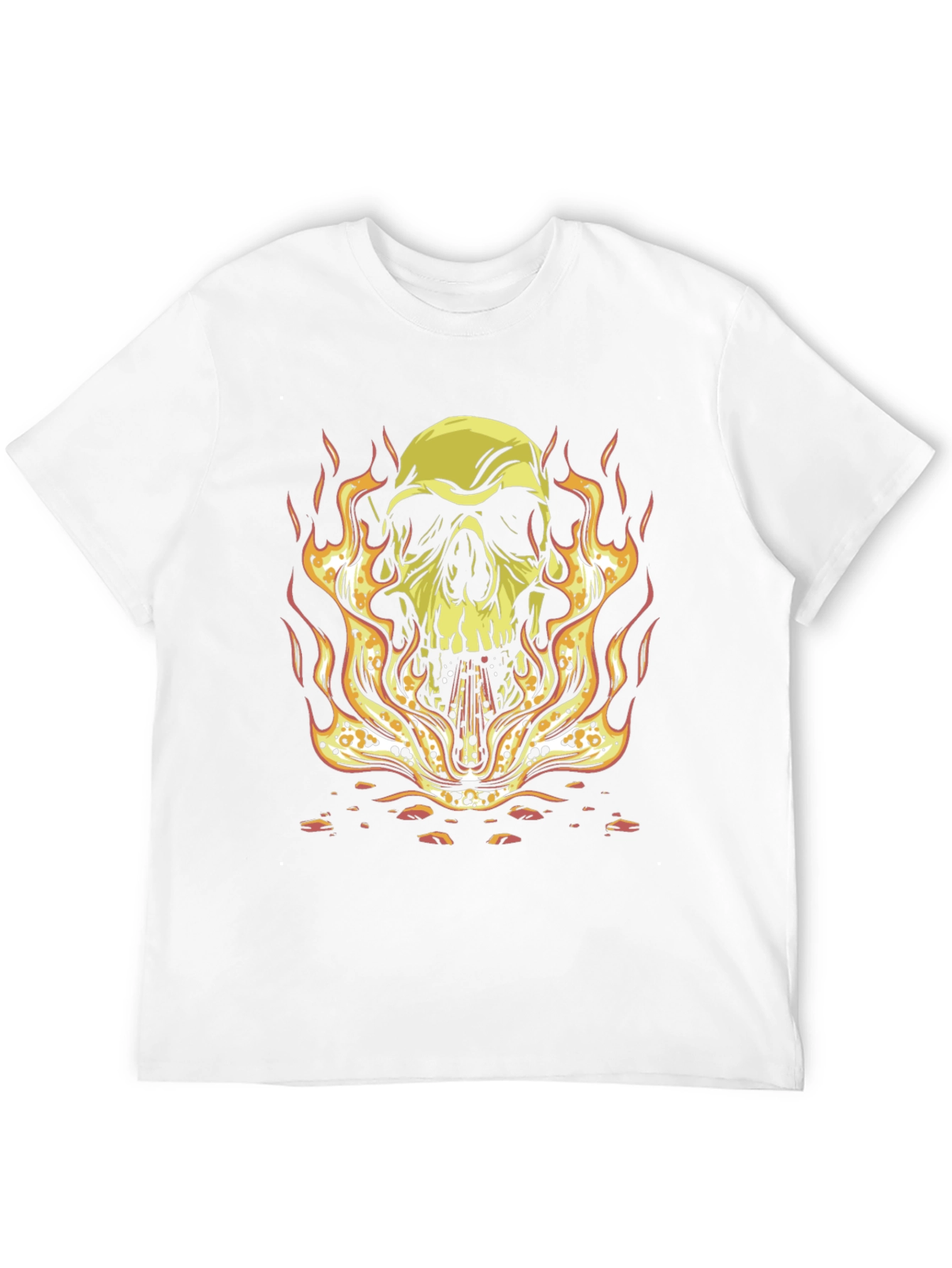 Skull on Fire Graphic Tee - Bold Black T-Shirt