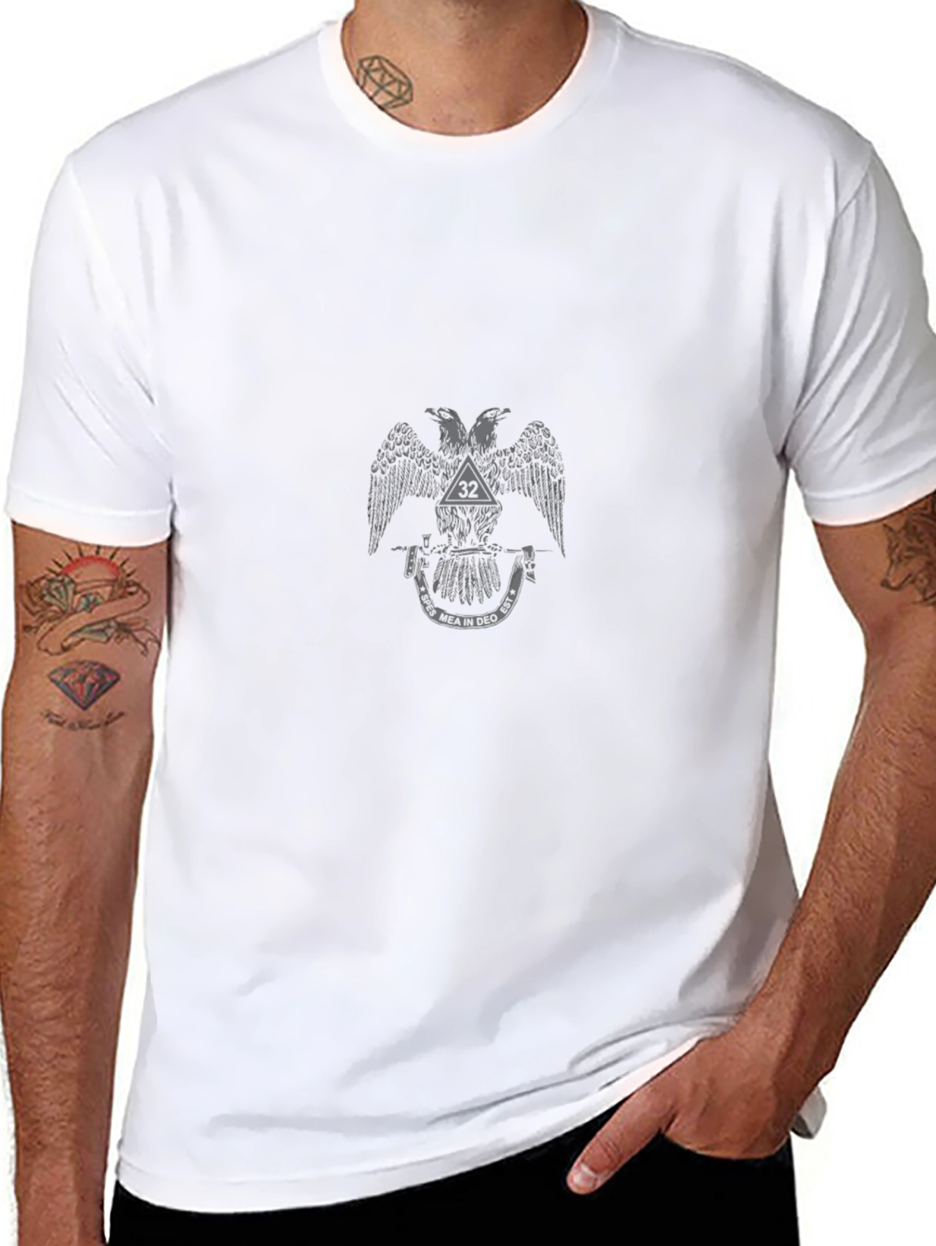 Black T-Shirt with Double Eagle Graphic