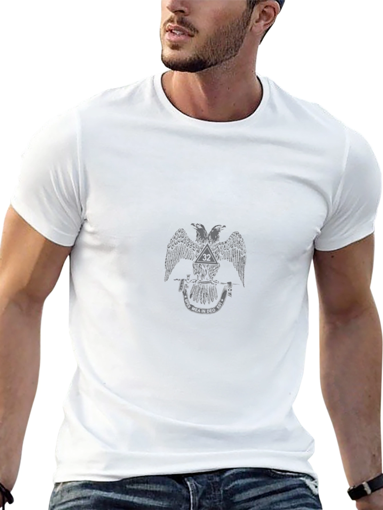 Black T-Shirt with Double Eagle Graphic