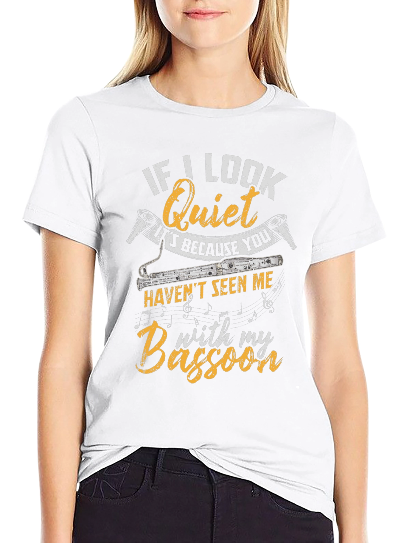If I Look Quiet Bassoon Player Black T-Shirt