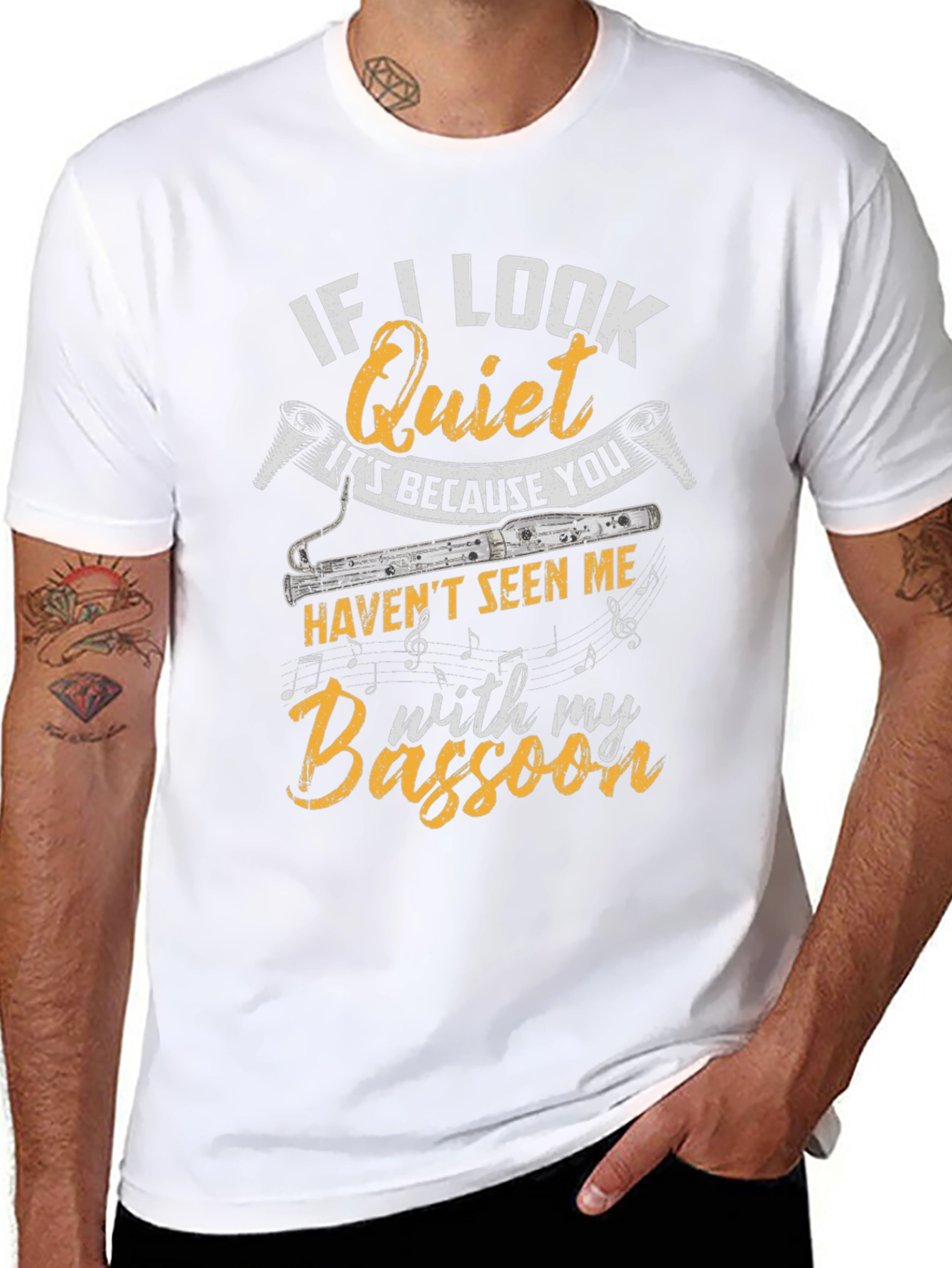 If I Look Quiet Bassoon Player Black T-Shirt