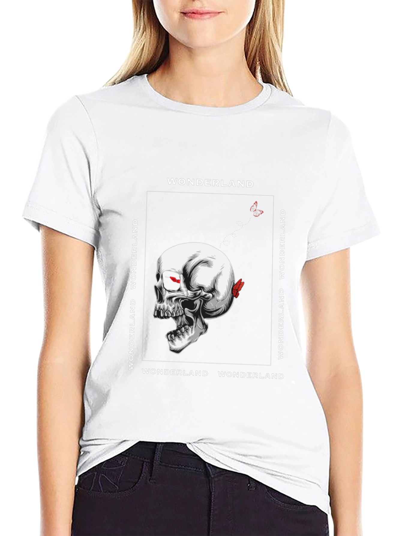 Wonderland Skull Graphic Tee