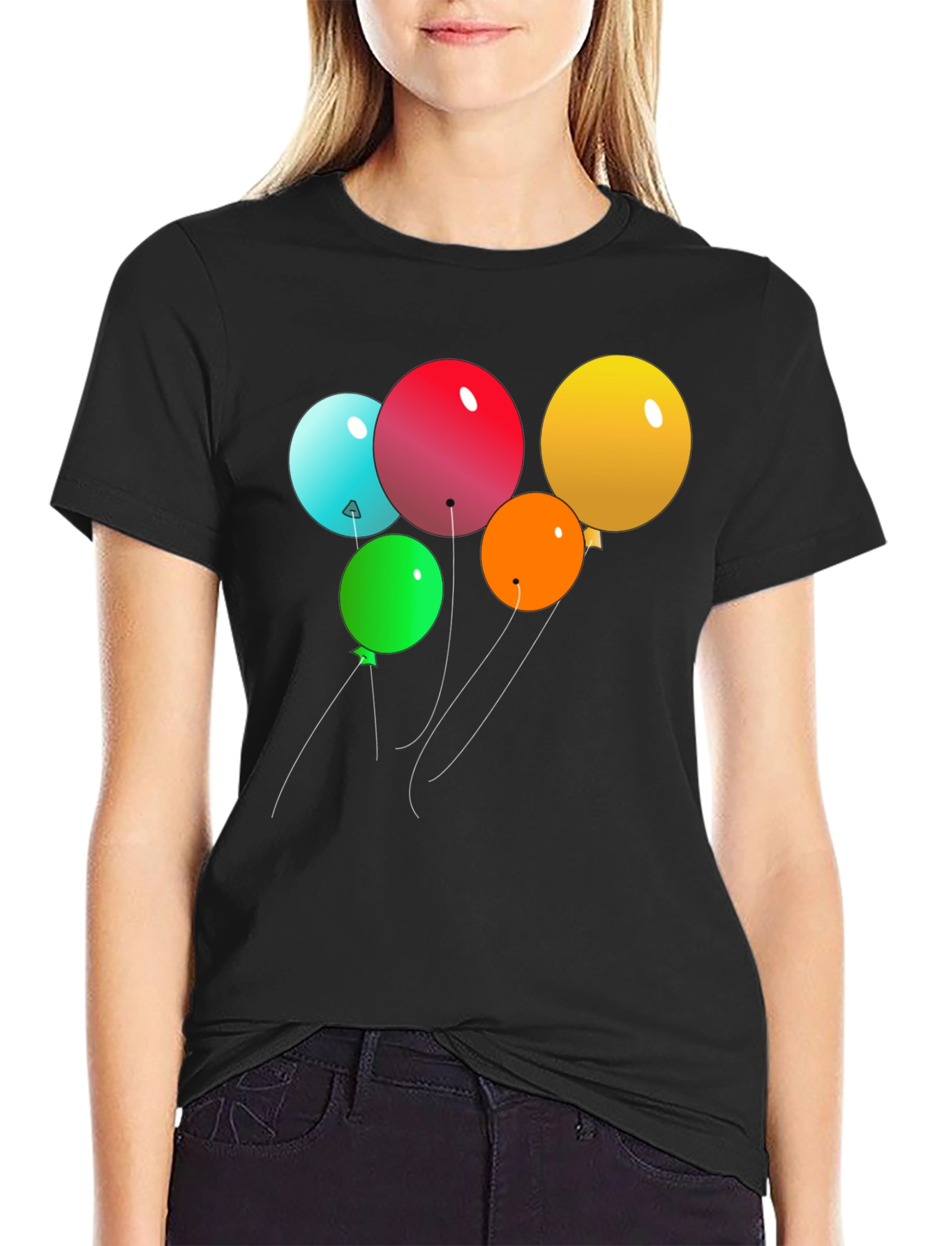 Mens Black Balloon Graphic Tee