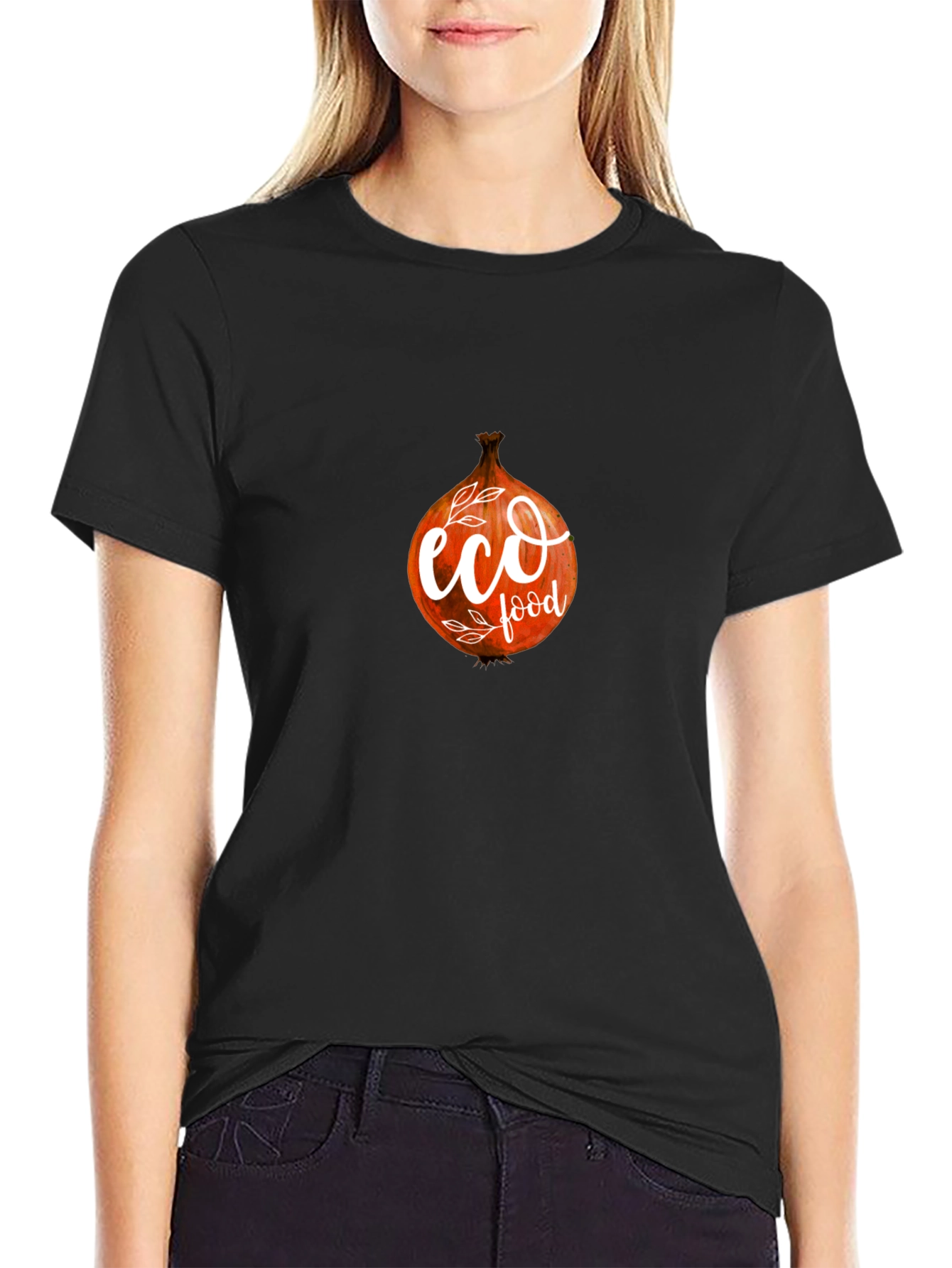 Eco Food Onion Graphic Black T-Shirt
