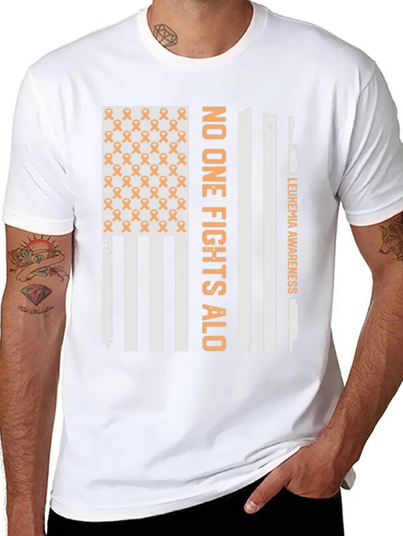 Leukemia Awareness T-Shirt - No One Fights Alone