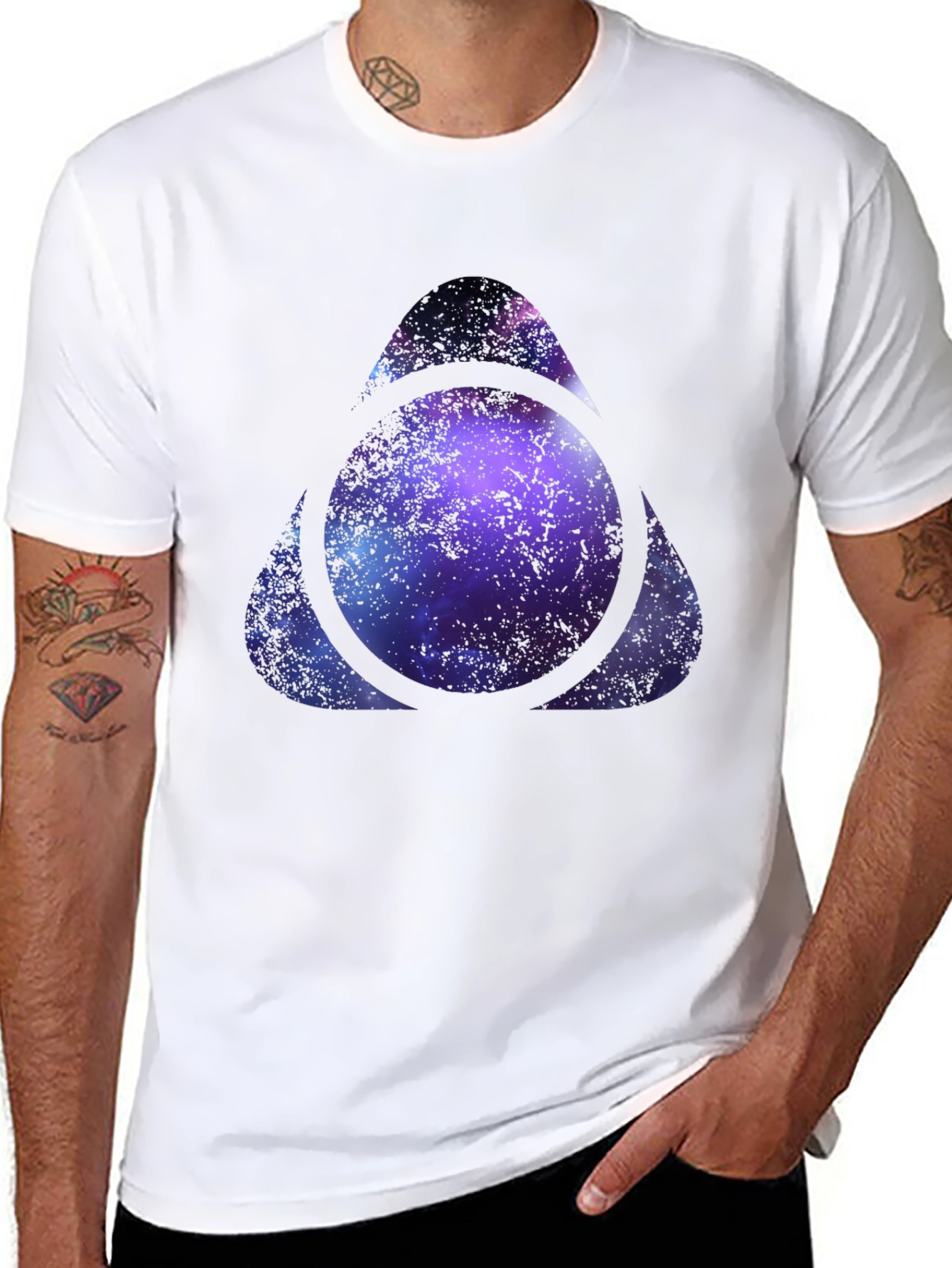 Galaxy Triangle Circle Graphic Black T-Shirt