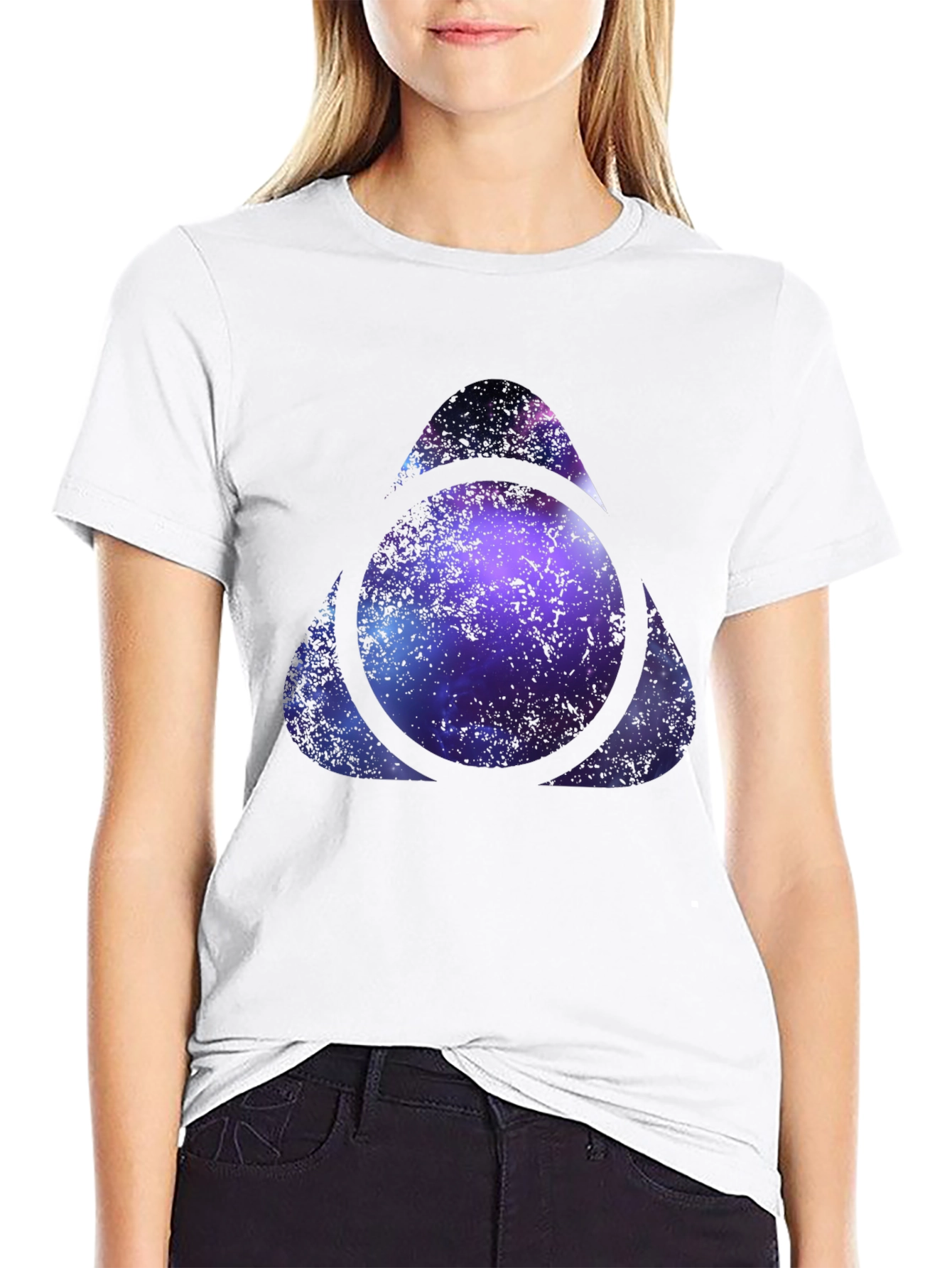 Galaxy Triangle Circle Graphic Black T-Shirt