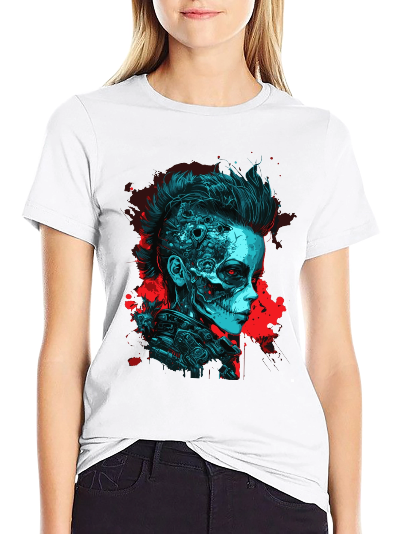 Cyberpunk Skull Graphic Tee - Unique Design