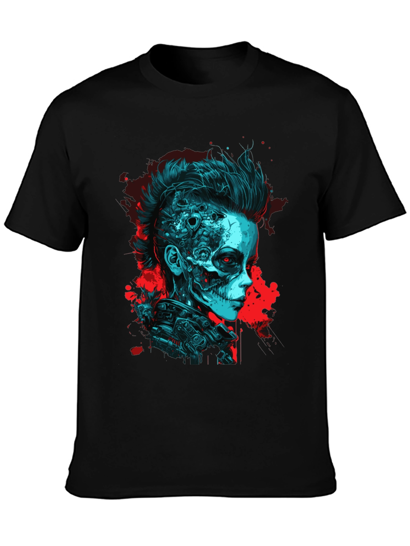 Cyberpunk Skull Graphic Tee - Unique Design