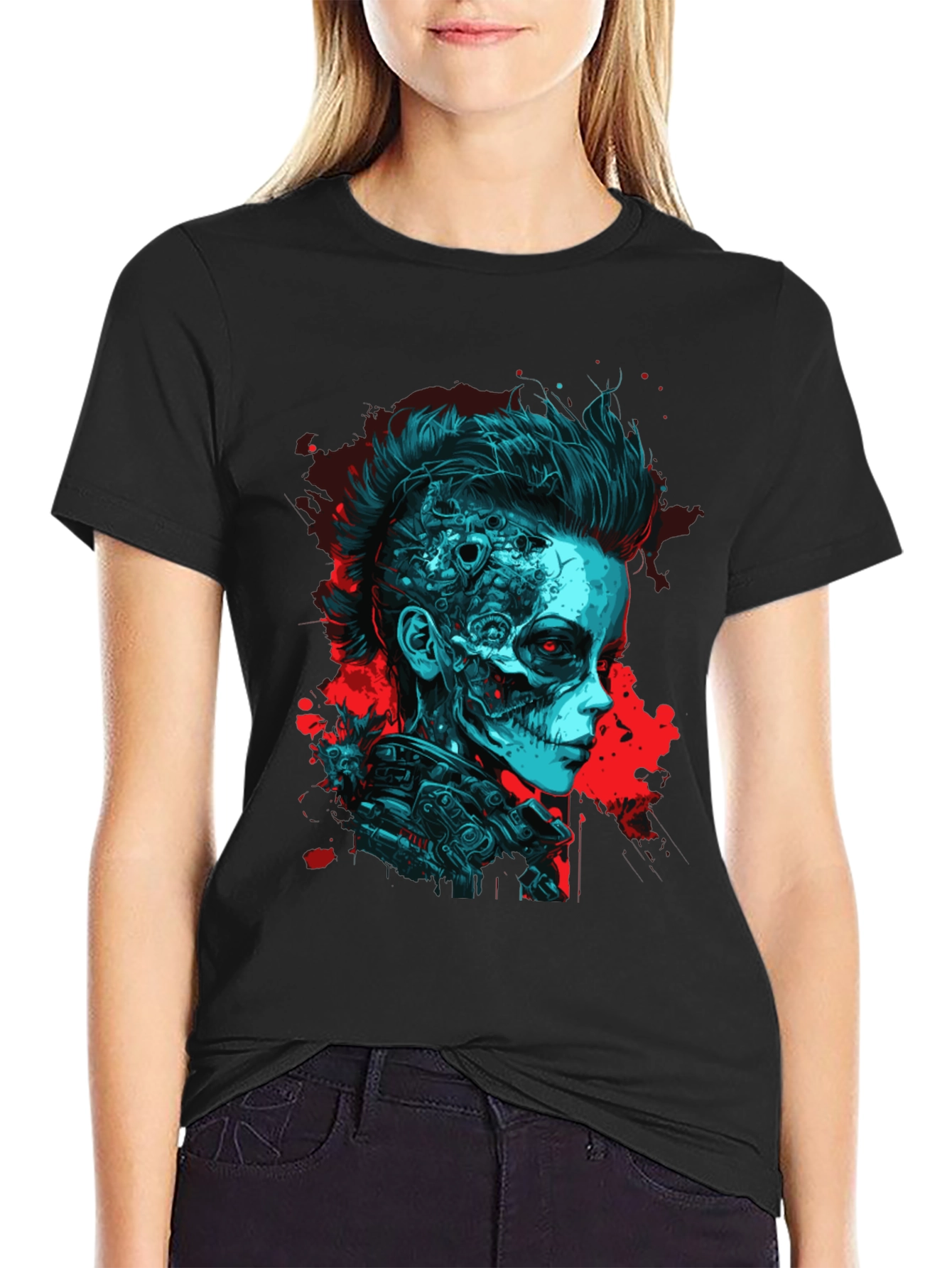 Cyberpunk Skull Graphic Tee - Unique Design