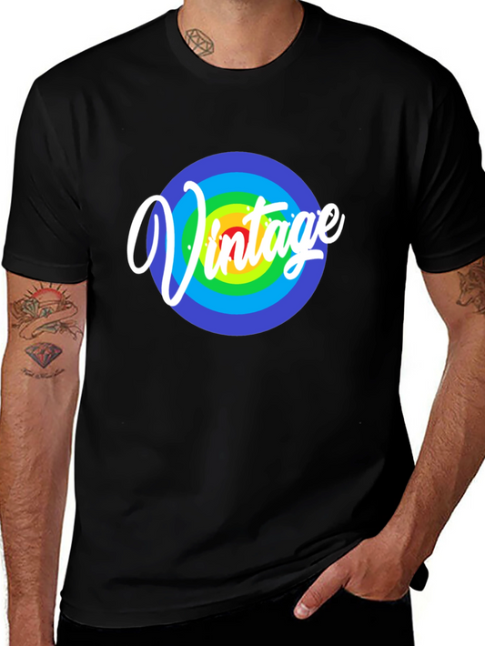 Retro Vintage Rainbow Target Graphic T-Shirt