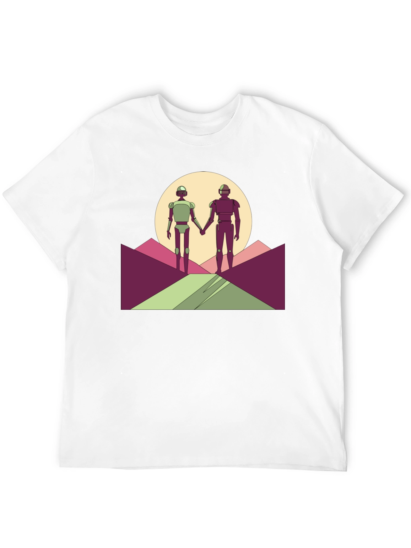 Robots Holding Hands T-Shirt - Sci-Fi Love