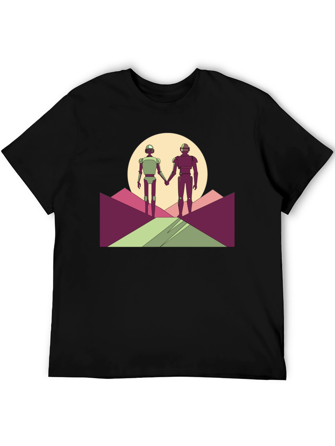 Robots Holding Hands T-Shirt - Sci-Fi Love