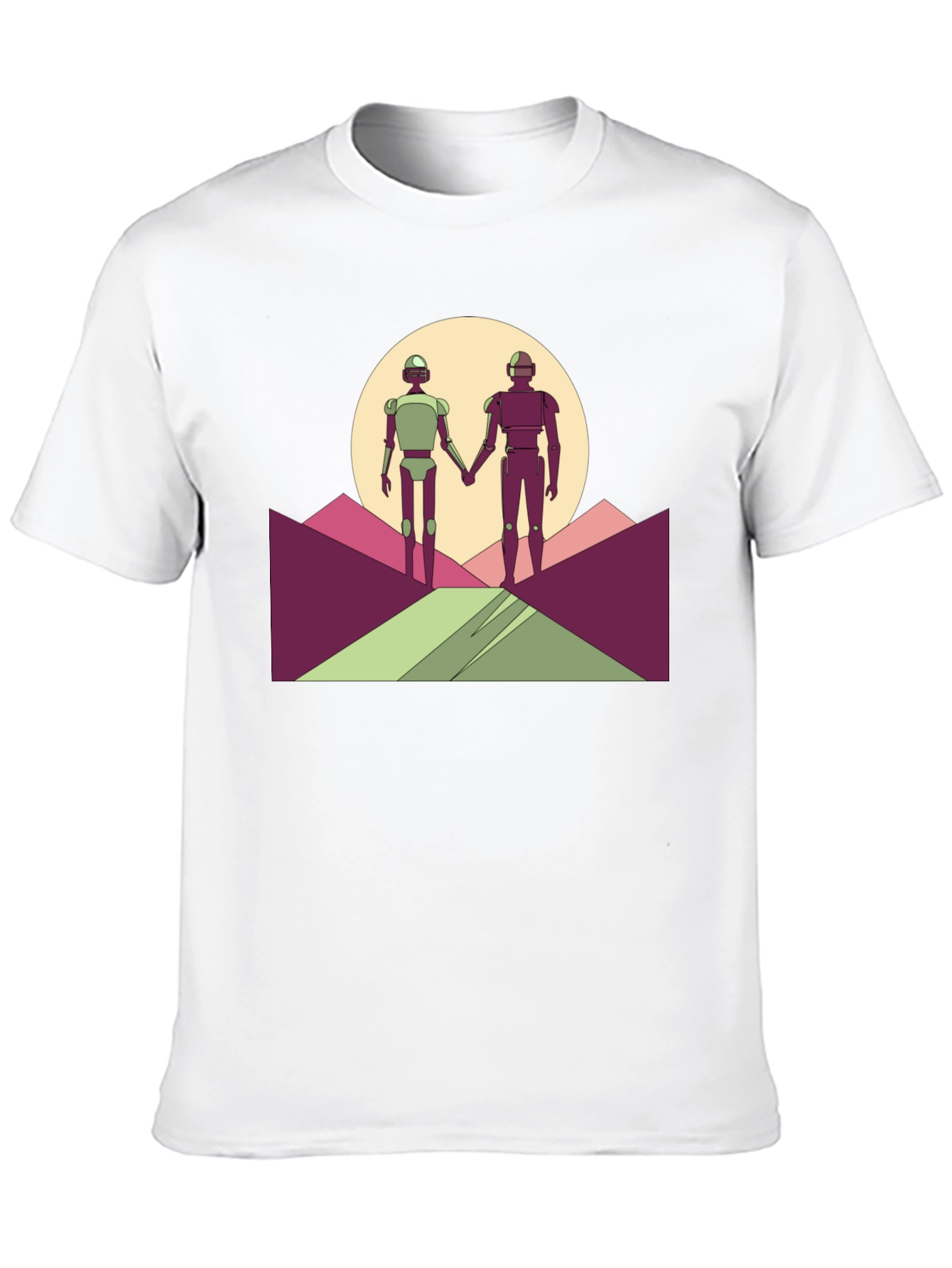 Robots Holding Hands T-Shirt - Sci-Fi Love