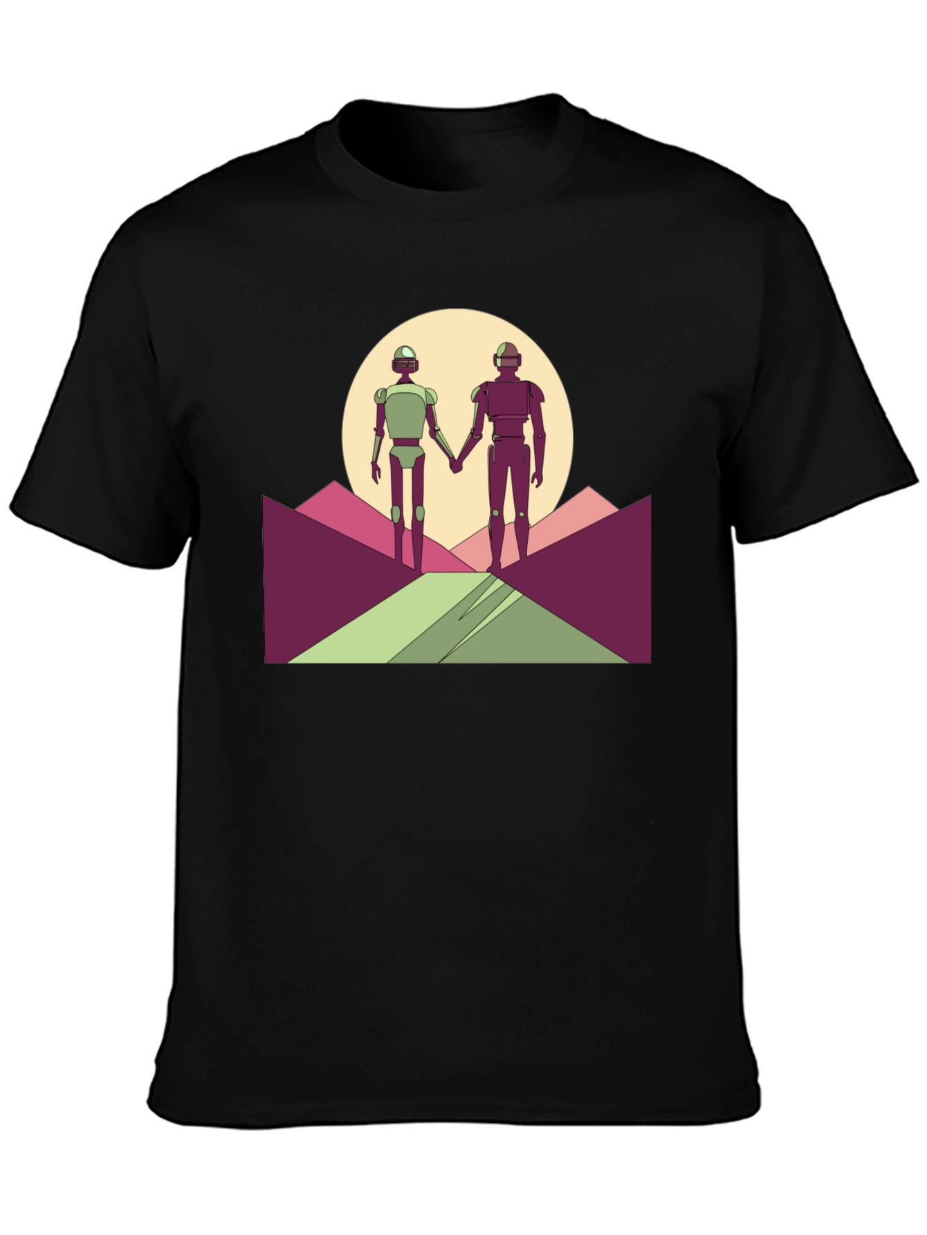 Robots Holding Hands T-Shirt - Sci-Fi Love