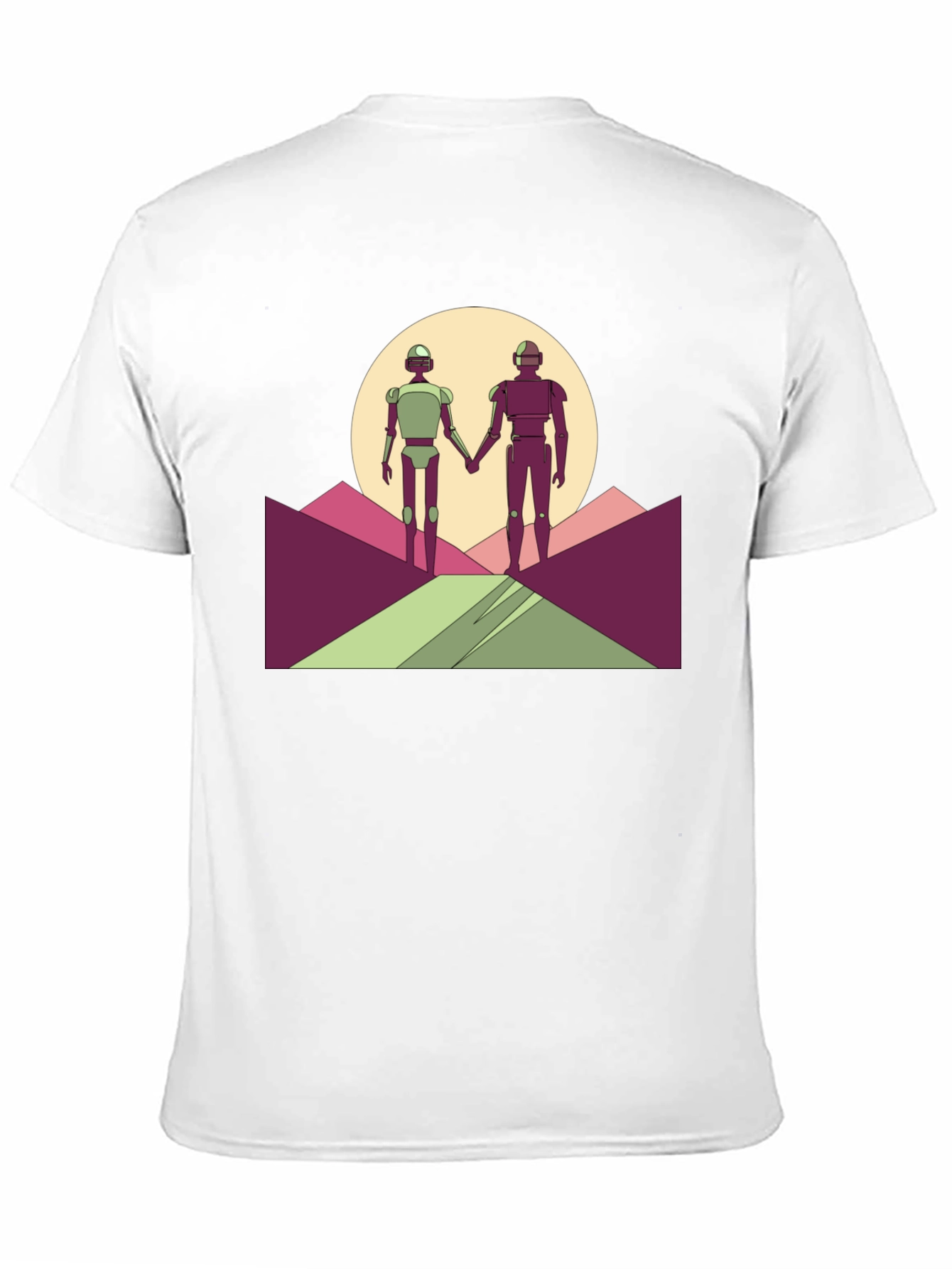 Robots Holding Hands T-Shirt - Sci-Fi Love