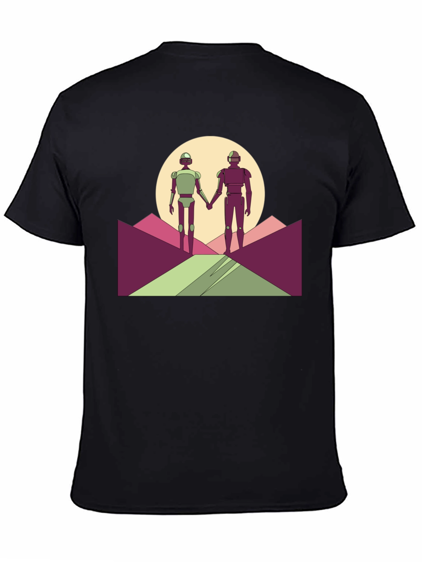 Robots Holding Hands T-Shirt - Sci-Fi Love